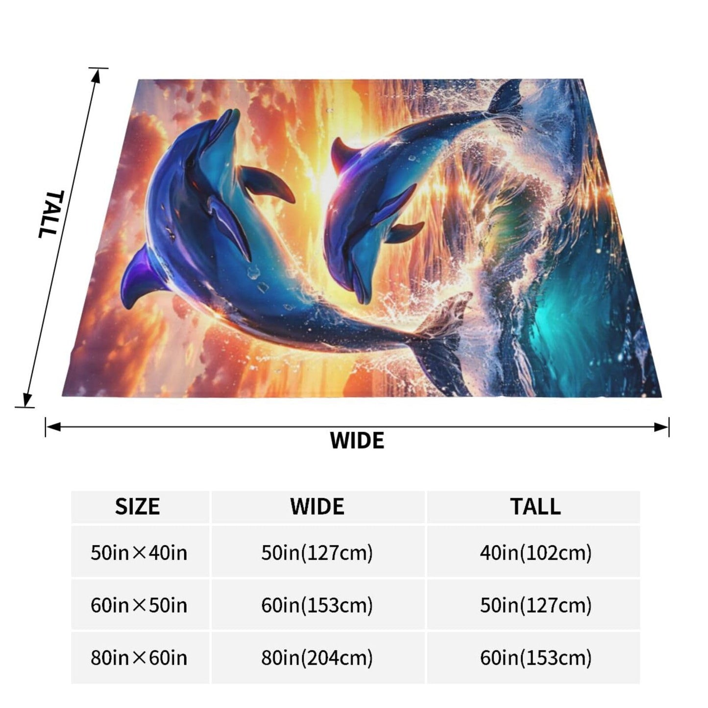 Dolphin Sunset Blanket, Gifts for Women, Ocean Dolphin Theme Soft Lightweight Throw Blankets for Kids Girls, Travel Bed Living Room Decor, 50x60in