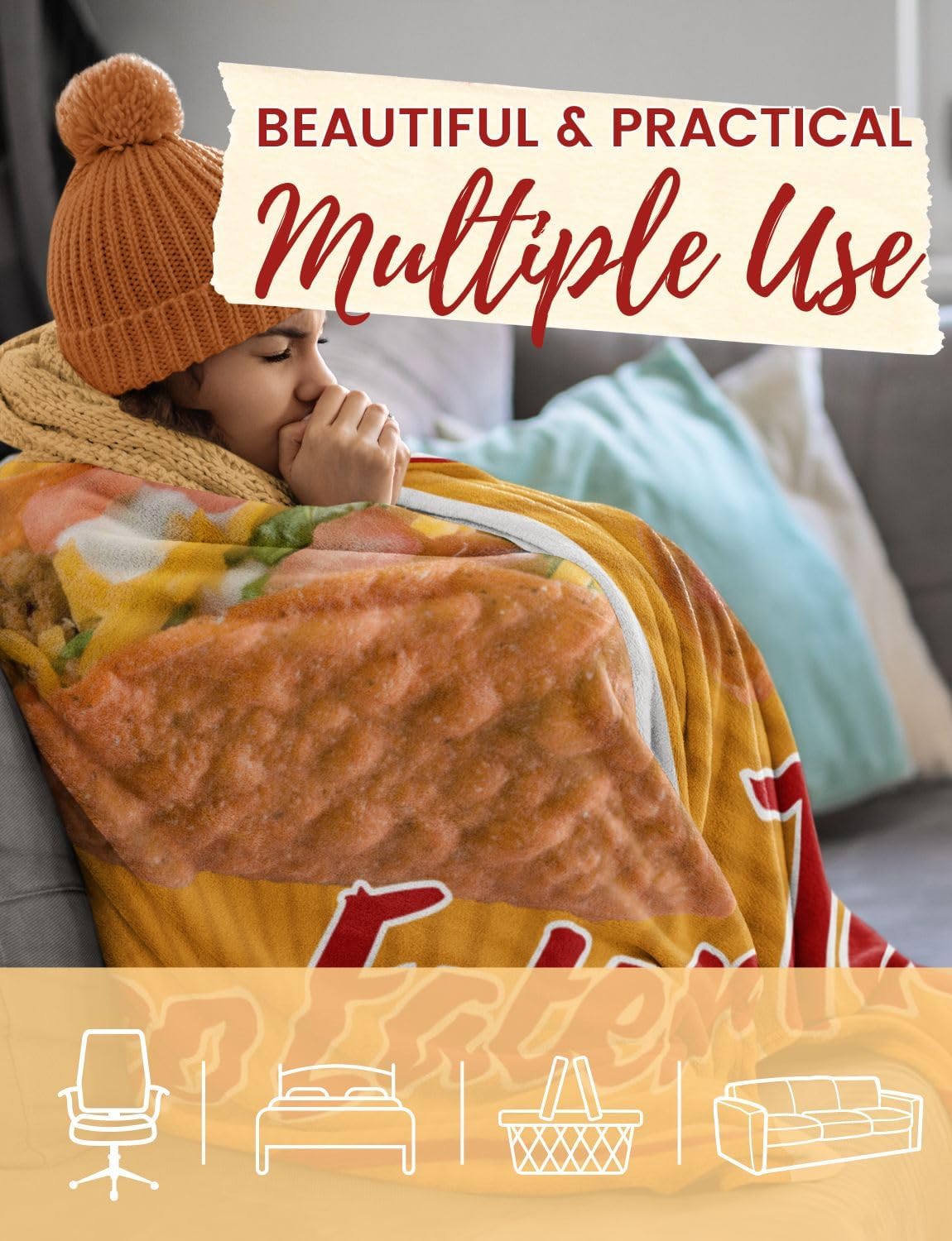 Taco Gifts for Women, Girls, Men, Mexicans, Taco Lovers, Taco Themed Blanket Throw 50x65 Inches