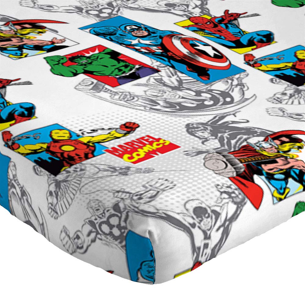 Jay Franco Kids Sheet Set with Fitted, Flat Sheets & Pillow Cover - Ultra-Soft Bedding with Pillowcase for Room Decor, White - Avengers, 4 Piece Full