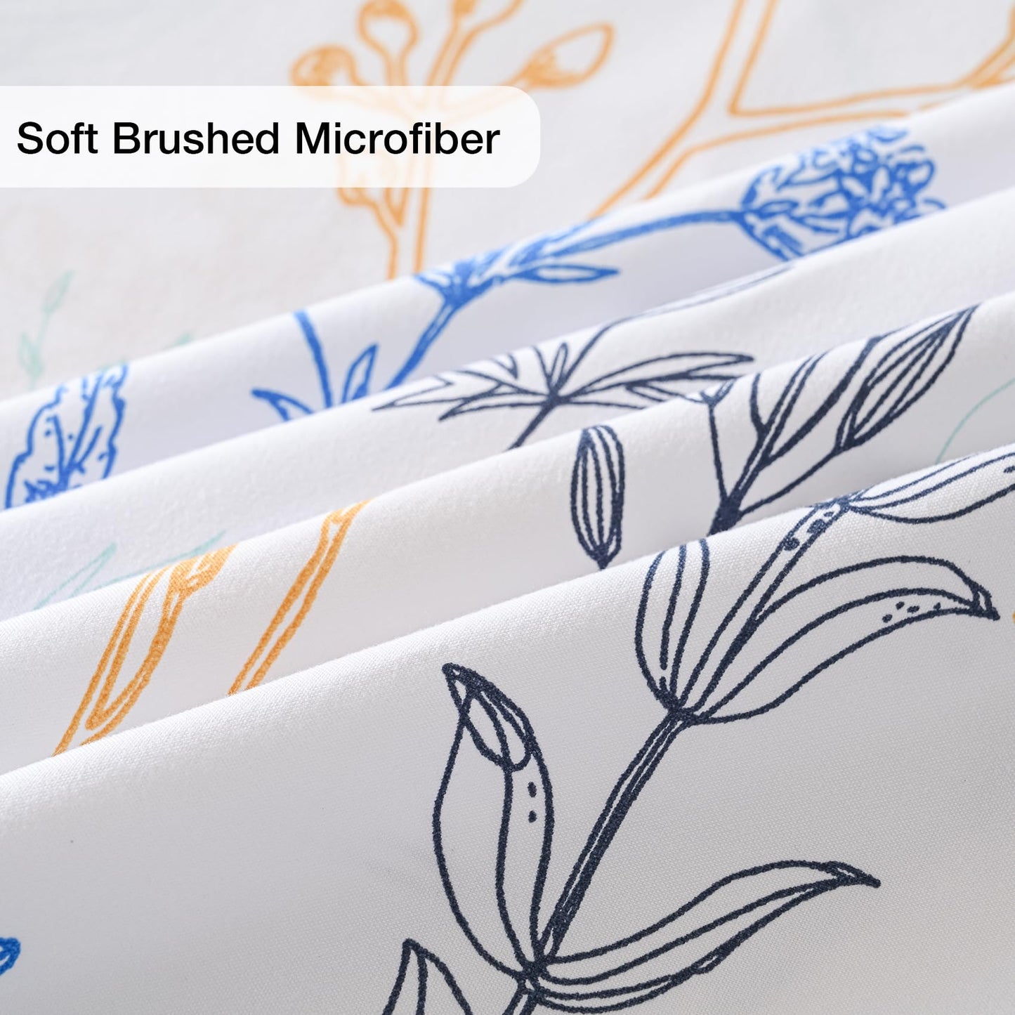 Yibeizi Floral Printed Sheet Set Queen, Boho Botanical Pattern Bed Sheets Microfiber Bedding Sheets & Pillowcases Soft 15" Extra Deep Pocket Fitted Bedsheet 4 Piece