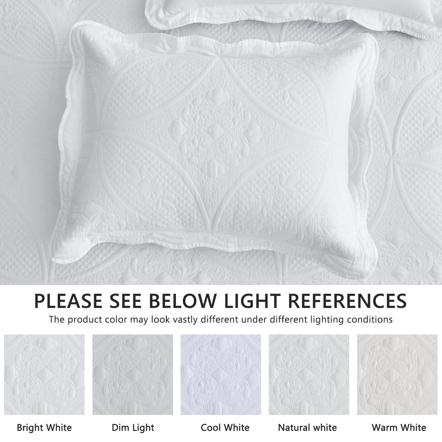DaisyHuang Oversized Bedspread - Queen Size Bedding Cover - Modern & Contemporary Coverlet Set, Real Stitching, Reversible, Lightweight, 5 Piece, White