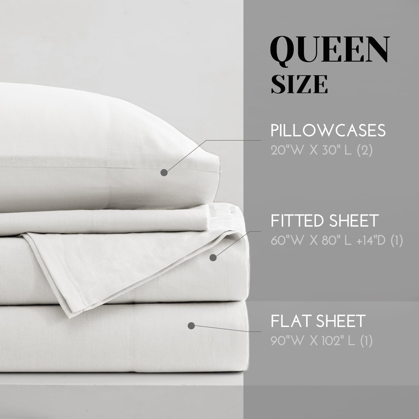 Comfort Spaces 100% Cotton Sheet Set Breathable, Lightweight, Soft with 14" Elastic Pocket Fits up to 16" Mattress, All Season Cozy Bedding, Matching Pillow Case, King White 4 Piece