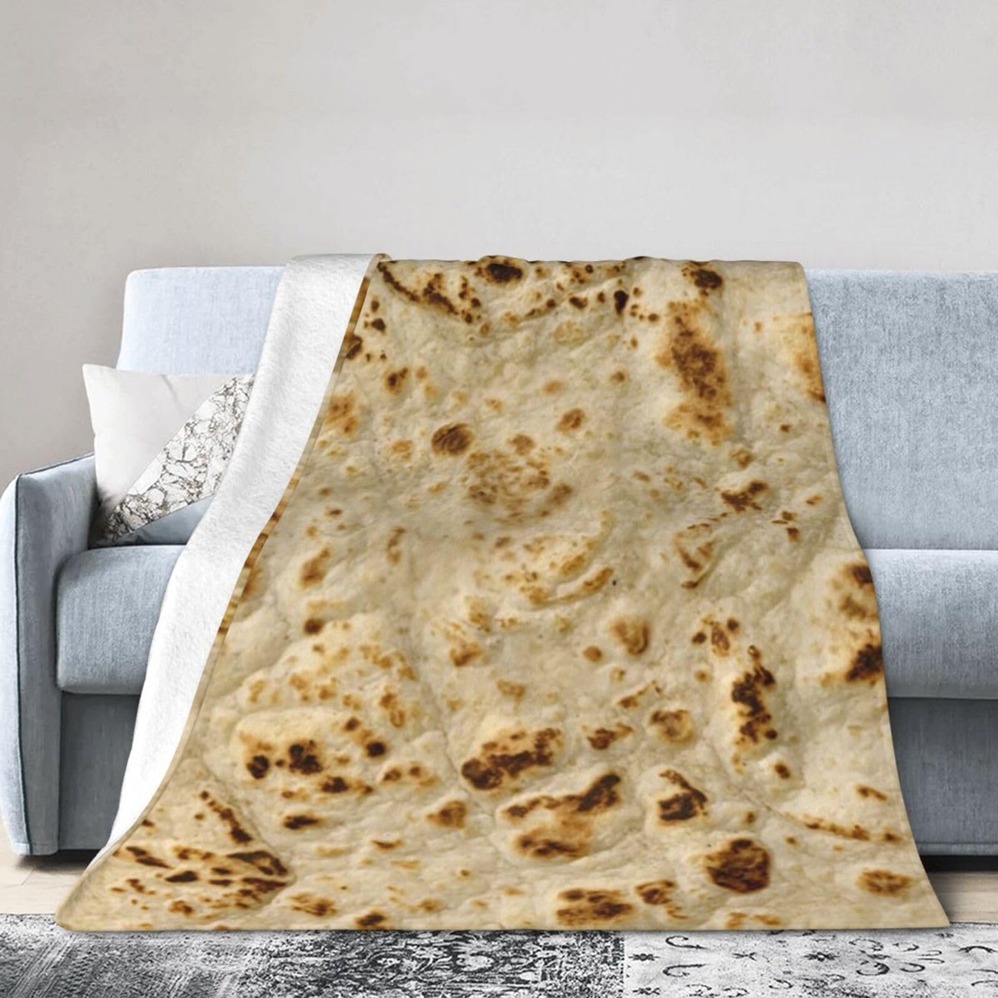 Fried Lavash Burrito Tortilla Food Texture Throw Blanket Super Soft Warm Bed Blankets for Couch Bedroom Sofa Office Car, Cozy Flannel Plush Blanket Gifts for Girls Boys Teens Adults 60"x50"