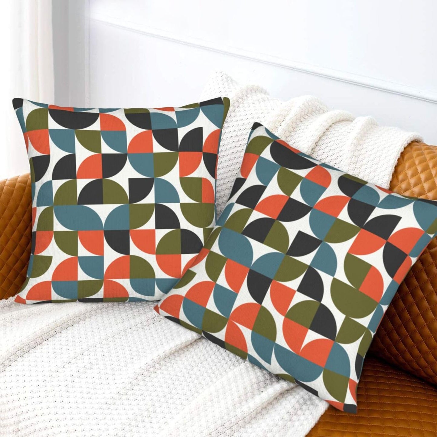 aipoase Mid Century Throw Pillow Covers 18 X 18 Inch Set of 2 Pillow Cases Decoration Cushion Cover for Sofa Bedroom Living Room Outdoor