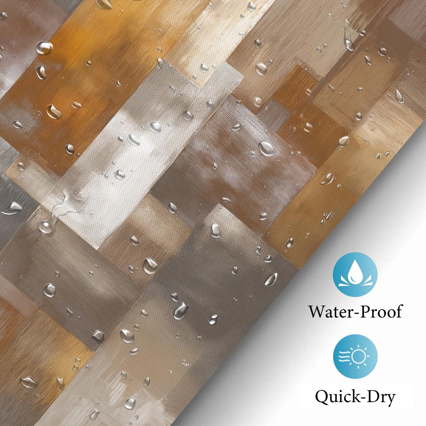 iTapnoom Abstract Brown Shower Curtain, Tan Rust Geometric Art Bathroom Decor, Modern Fabric Bath Curtain with 12 Hooks, 72 x 72 Inch