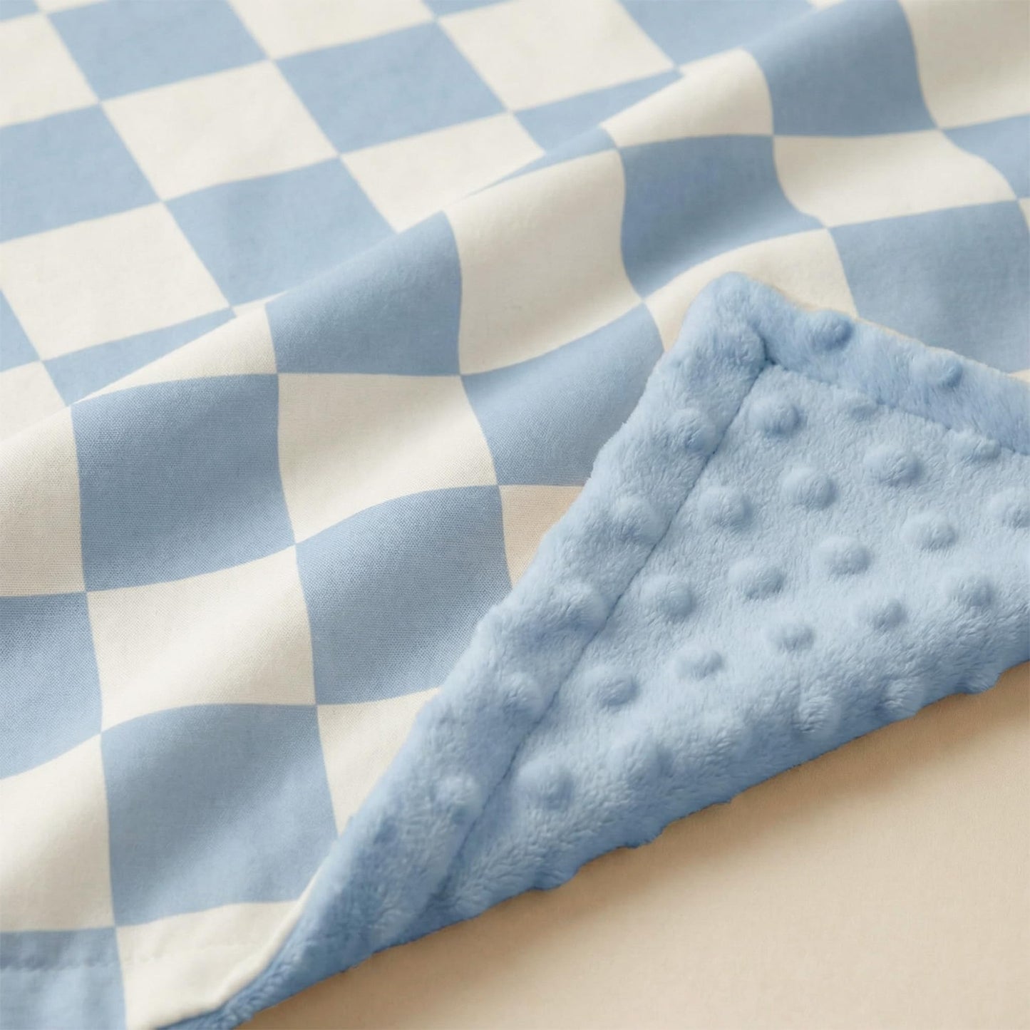 CIVARUA KIDS Checkered Baby Blanket, Nursery Minky Blanket for Boys Girls, Cozy Soft Fluffy Newborn Infant Toddler Receiving Blankets for Crib Stroller or Carseat, 30x40 Inches, Blue