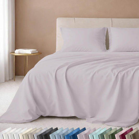 California Design Den Full Bed Sheets Set - 600 Thread Count Sateen, 100% Cotton Full Size Sheet Set, Deep Pockets with All Around Elastic, Snug Fit, Durable Bedding - Pale Lavender