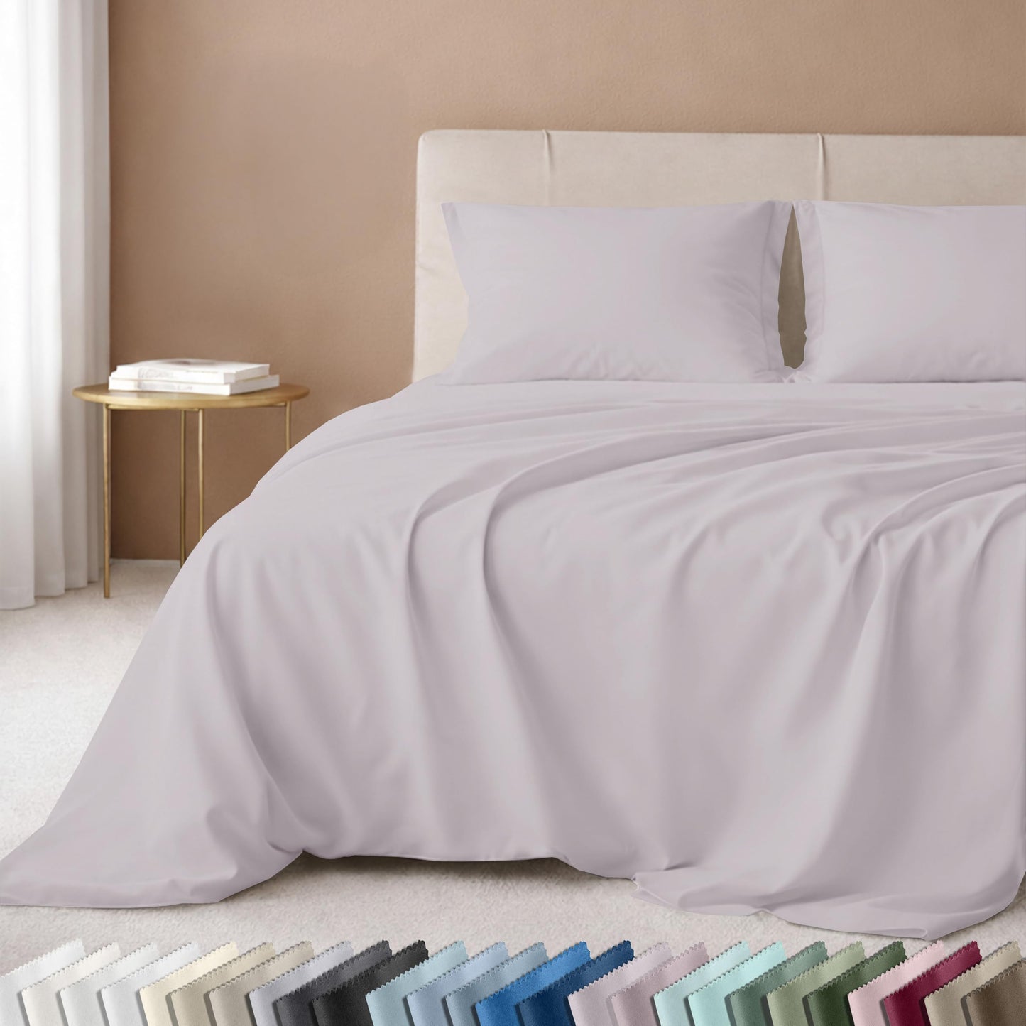 California Design Den Queen Size Bed Sheets Set - 600 Thread Count, 100% Cotton Sateen, Queen Sheet Set Cotton Bedding, Deep Pockets with All Around Elastic, Snug Fit, Durable Bedding - Pale Lavender