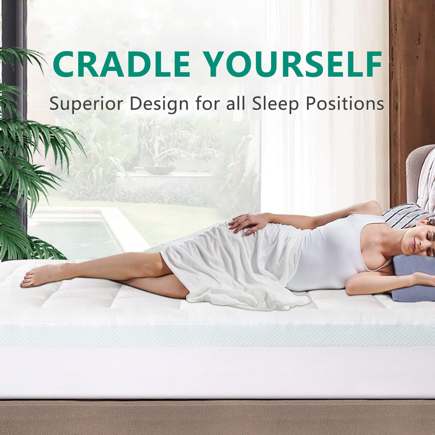 NEXHOME PRO 3 Inch Dual Layer Memory Foam Mattress Topper King Size, Ultra Soft Breathable Bamboo Cover & Protective Grey Inner Cover, Cooling Gel Bed Topper with 2 Pillowcases, 78"x80"