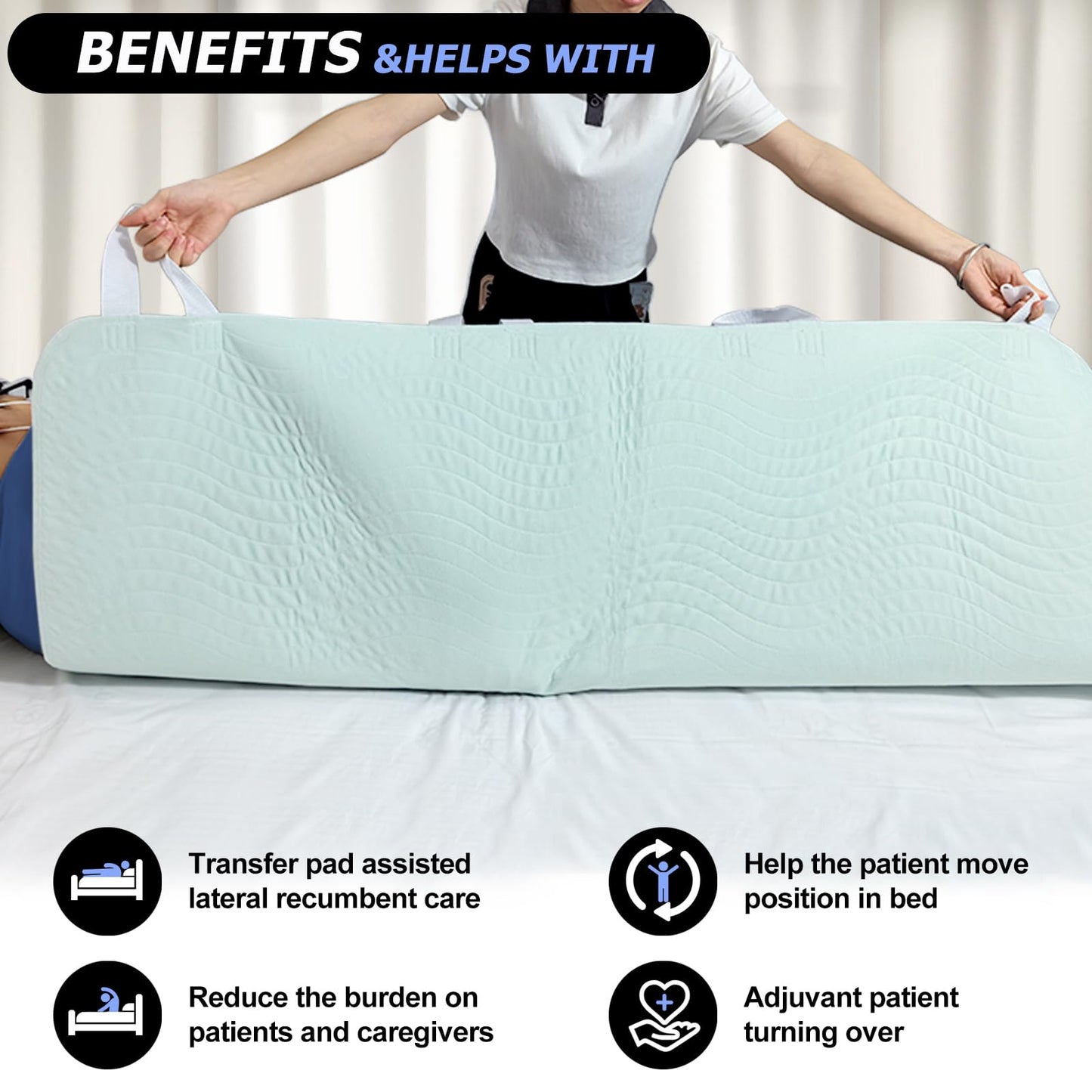 Bed Pads for Incontinence Washable Positioning Bed Pad with Handles, Reusable Underpads Absorbent with 4-Layer Waterproof Underpads for Incontinence, Elderly Bedridden (36×52 Inch - 2 Pack)