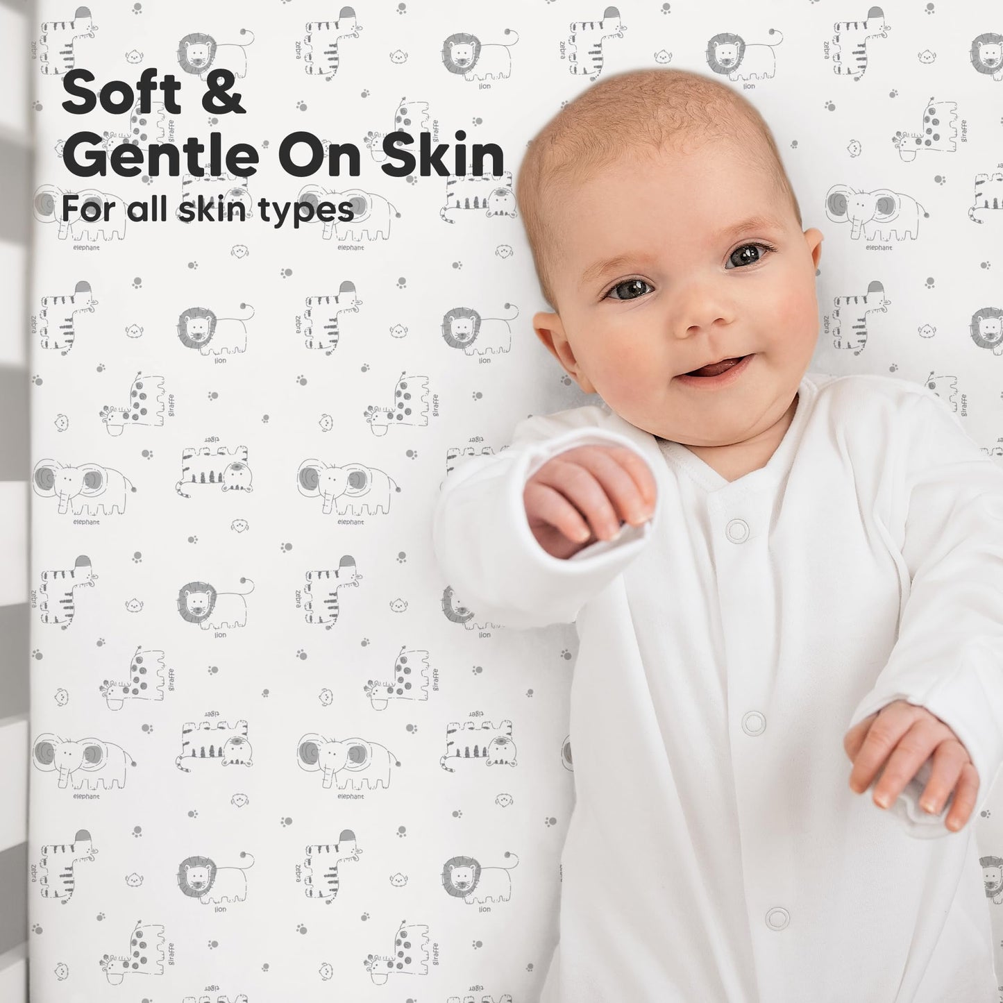 KeaBabies 2-Pack Organic Cotton Crib Sheets for Boys, Girls - 52x28 Fitted Crib Mattress Sheet Neutral, Breathable Cover for Baby Bed Set, Toddler Mattress, Soft & Cute Prints (KeaSafari)