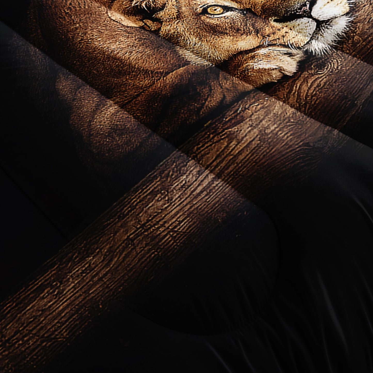 Tuzaovy Lion and Lioness Comforter Set Queen Size,Lion Bedding Set Queen,Queen Animal Print Black Comforter Set,Tropical African Animal 3D Print Bedding Black Bed Set