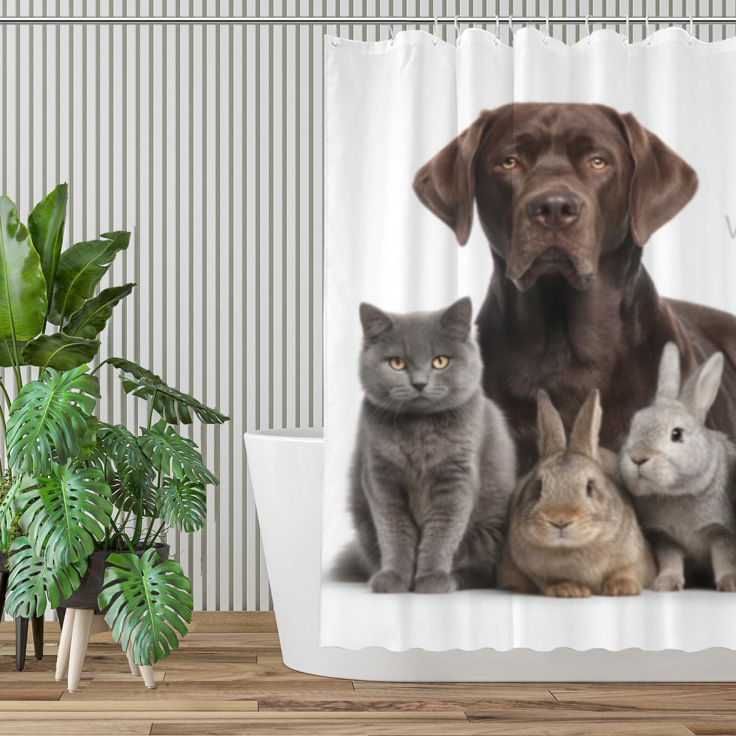 Wordatu Labrador Retriever Shower Curtain Puppy Cat Kitten Pattern Bathroom Set for Boys Pet Animal Bath Curtain Waterproof Curtain Bathtubs Decor 72x72