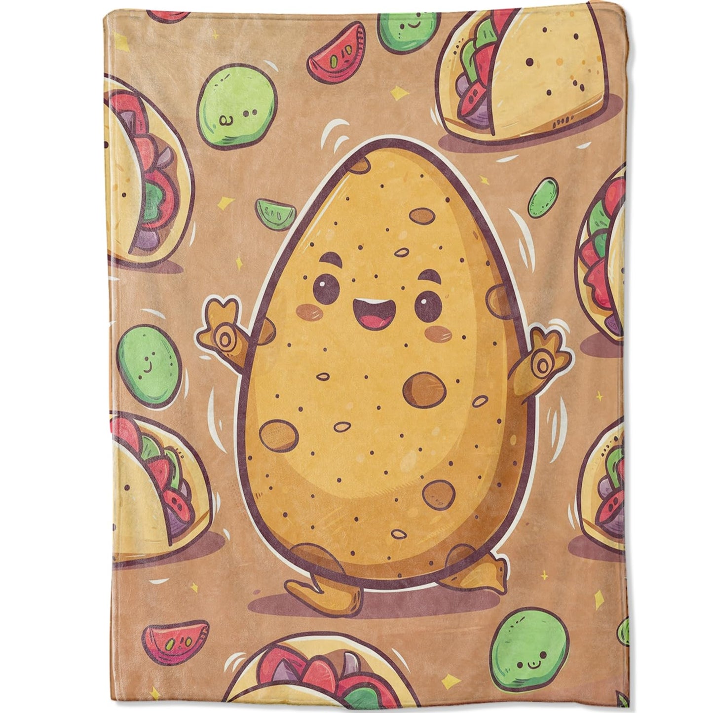 amepay Happy Potato Blanket, Delicious Tacos Smiling Avocado Slices Throw Blankets for Home Bedroom Couch Room Decor, Fluffy Comfortable Warm Throws, for Kids Boys Girls, 50x60 in