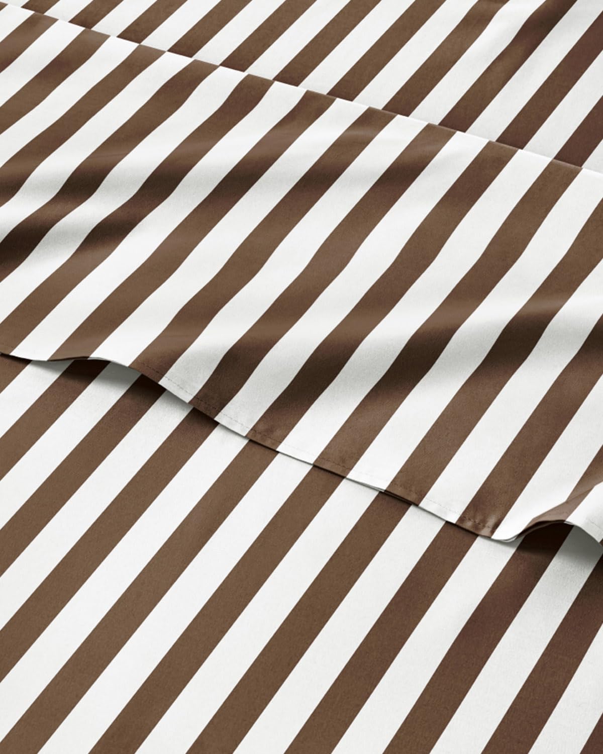Striped Sheets - Brown Striped Sheets - 1 Flat & 1 Fitted & 2 Pillowcases w/ Deep Pockets – Comfy, Wrinkle & Fade Free - Soft, Breathable and Cooling – Luxury Pinstripe Bedding - Queen Size Bed Set