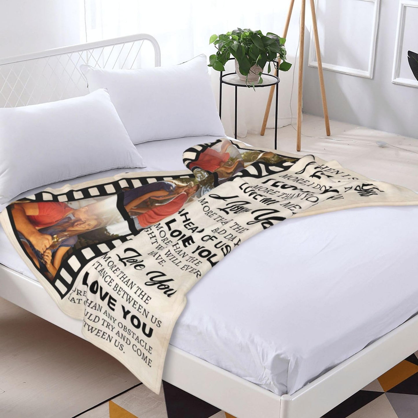 BHSHOH Personalized Couple Photos Blanket for Girlfriend Boyfriend Love Custom Anniversary Blanket Gifts for Husband Wife Wedding Valentine’s Day Gifts Man Woman Throw (03)