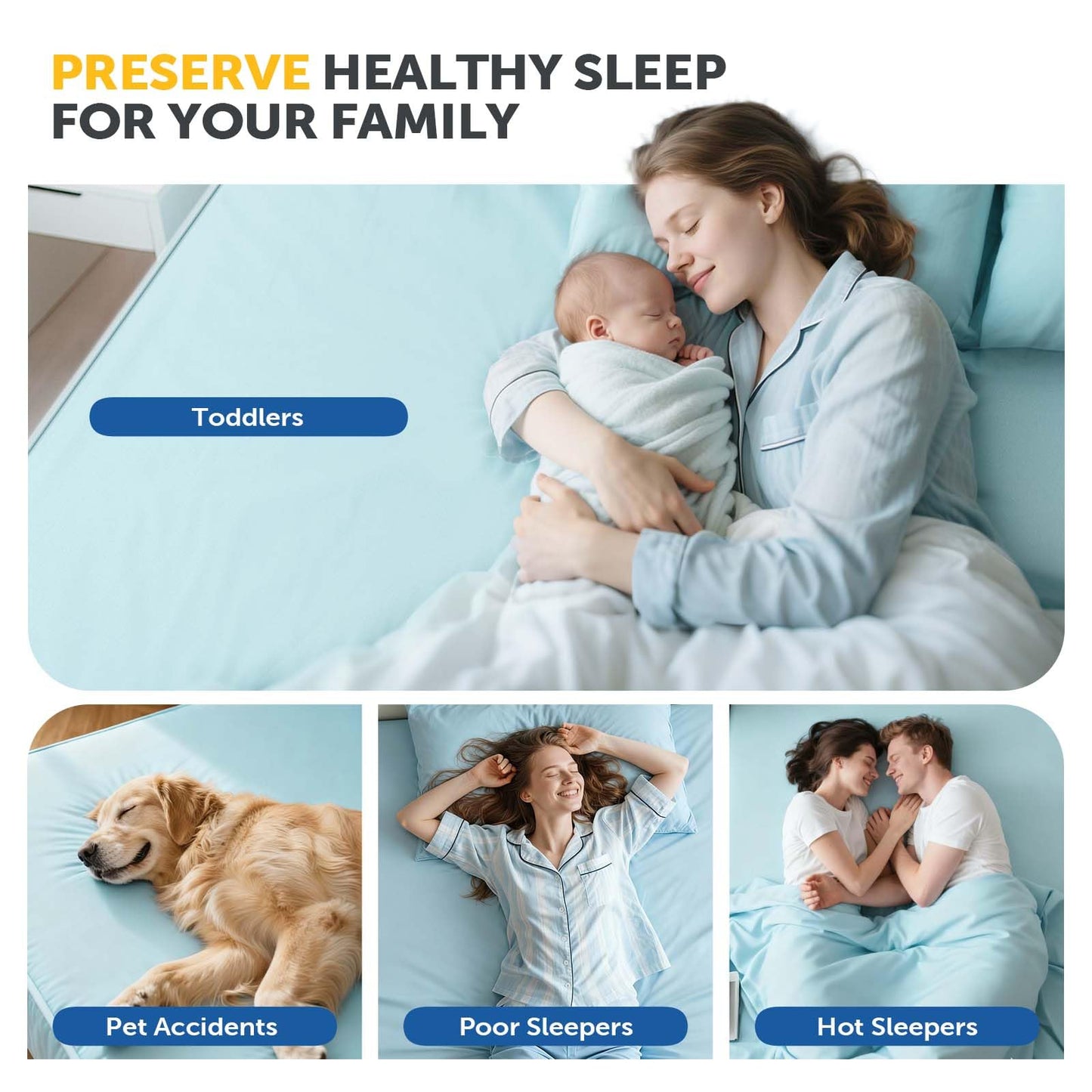 Tokokimo Cooling Waterproof Mattress Protector Twin, 3D Air Fabric - Breathable Cooling Mattress Protector, Noiseless ＆ Soft Waterproof Fitted Sheets, Non-Slip Deep Pocket Fits up 8-16''