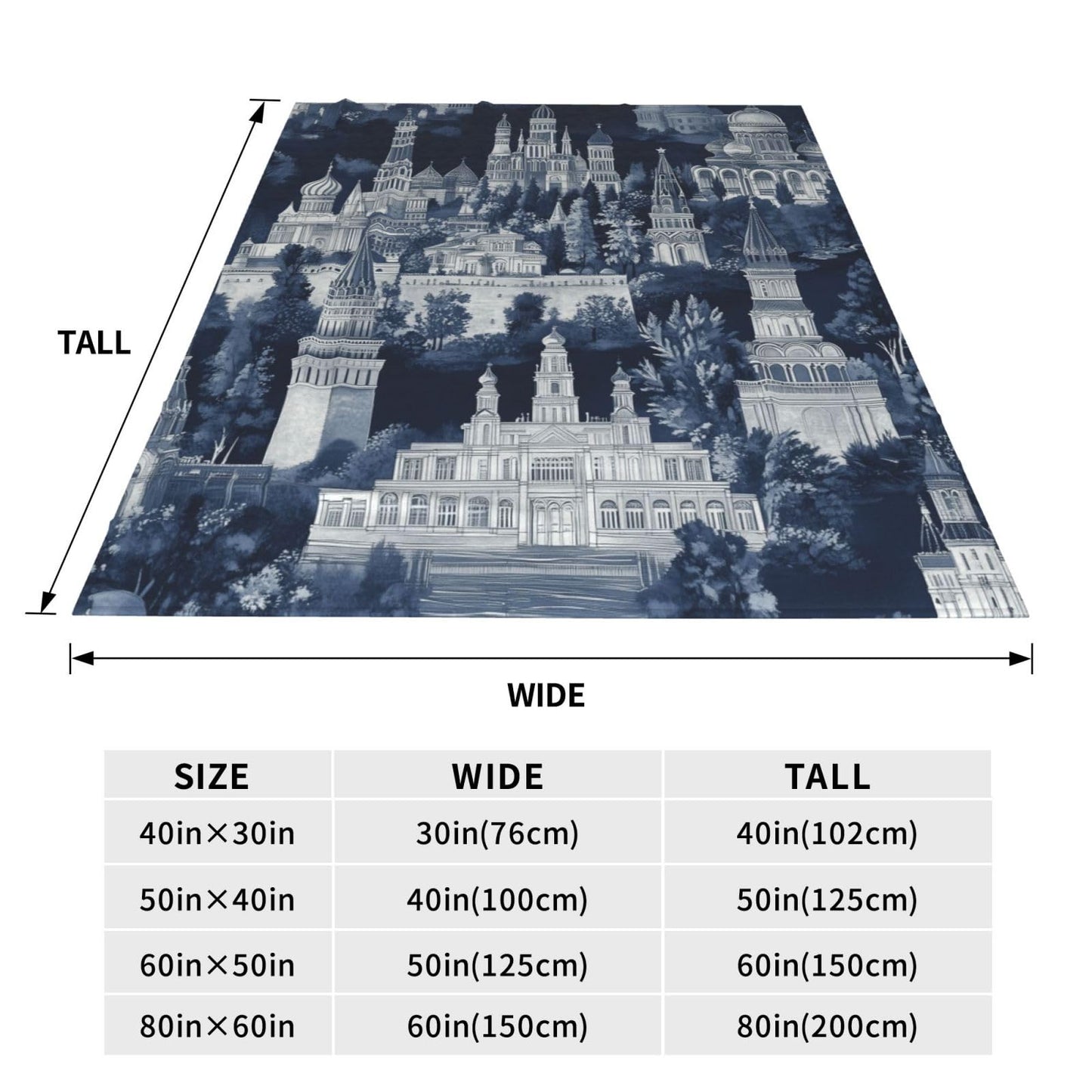 JXDXHCW Throw Blanket Small Size 50"X40" Inches Dark Blue City Architecture Soft Cozy Lightweight Blankets for Boys and Girls