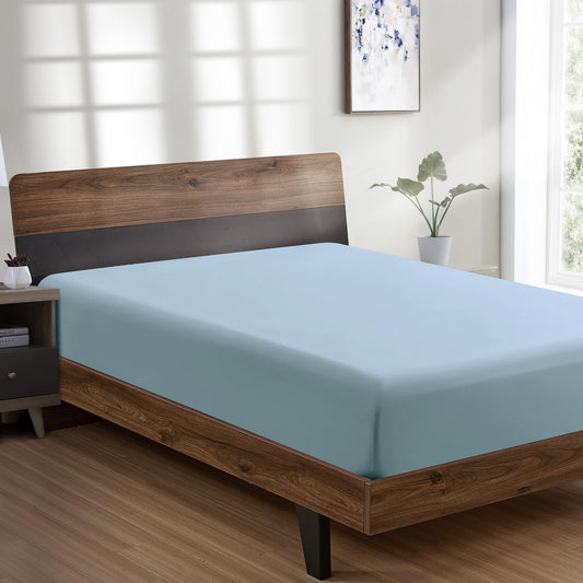 FreshCulture Queen Fitted Sheet - Hotel Quality, Ultra Soft & Breathable Brushed Microfiber, Deep Pocket, Cooling Fitted Sheets for Queen Size Bed (Sky Blue)