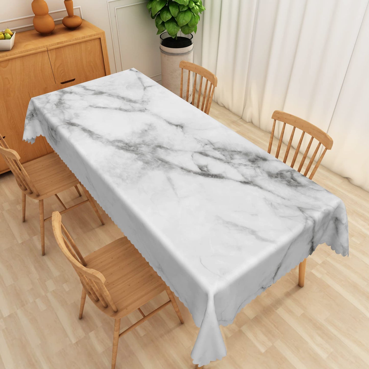 SIEDYCV Abstract White Grey Marble Texture Tablecloth, 60x120 Inch Modern Luxury Black Crack Ink Art Rectangle Table Cloth,Waterproof Fabric Table Cover for Kitchen Dining Room Patio Home Party Decor