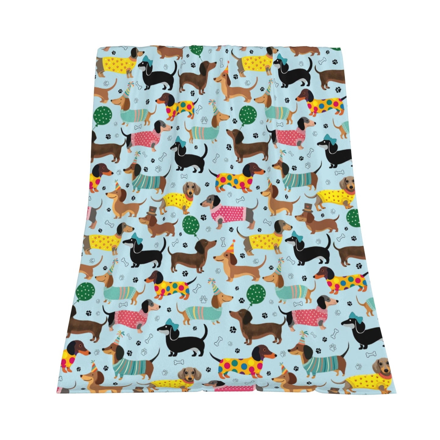 Happy Dachshund Weiner Dog Flannel Throw Blanket Soft Cozy Dog Blanket for Living Room Couch Sofa Bed 50 x 60 Inches