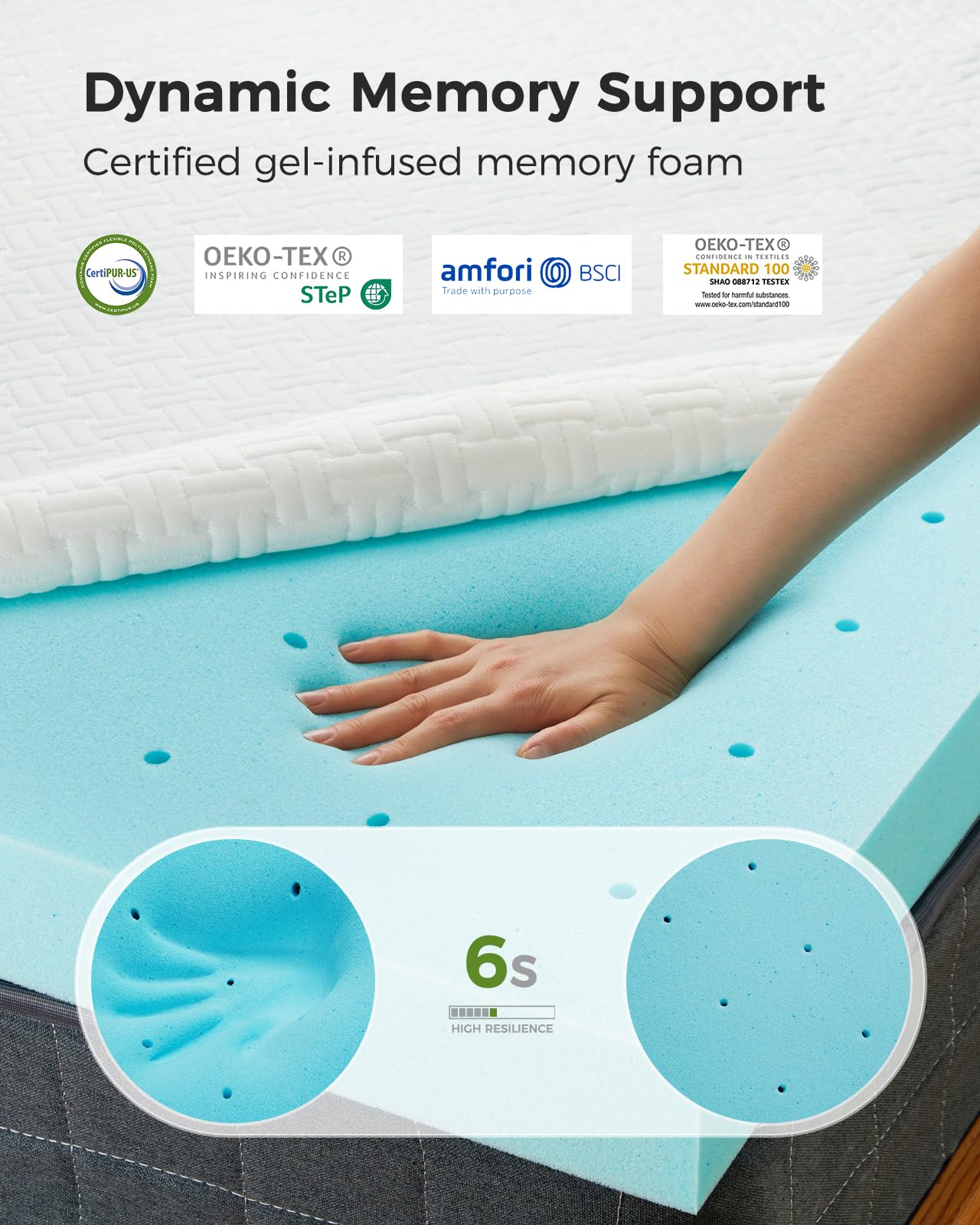 PERLECARE Twin XL Mattress Topper - 3 Inch Cooling Memory Foam Mattress Pad Made with CertiPUR-US® Certified Foam, Bed Topper with Bamboo Cover,Removable & Washable & Non-Slip