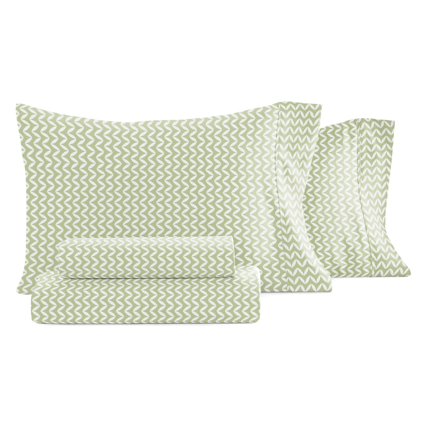 Linen Market Double-Brushed Patterned Microfiber Queen Sheet Set 4 Piece – Oeko-TEX Certified Ultra Soft & Wrinkle-Free - 16" Deep Pocket Sheets - Easy Care Queen Size - Puffed Chevron Sage
