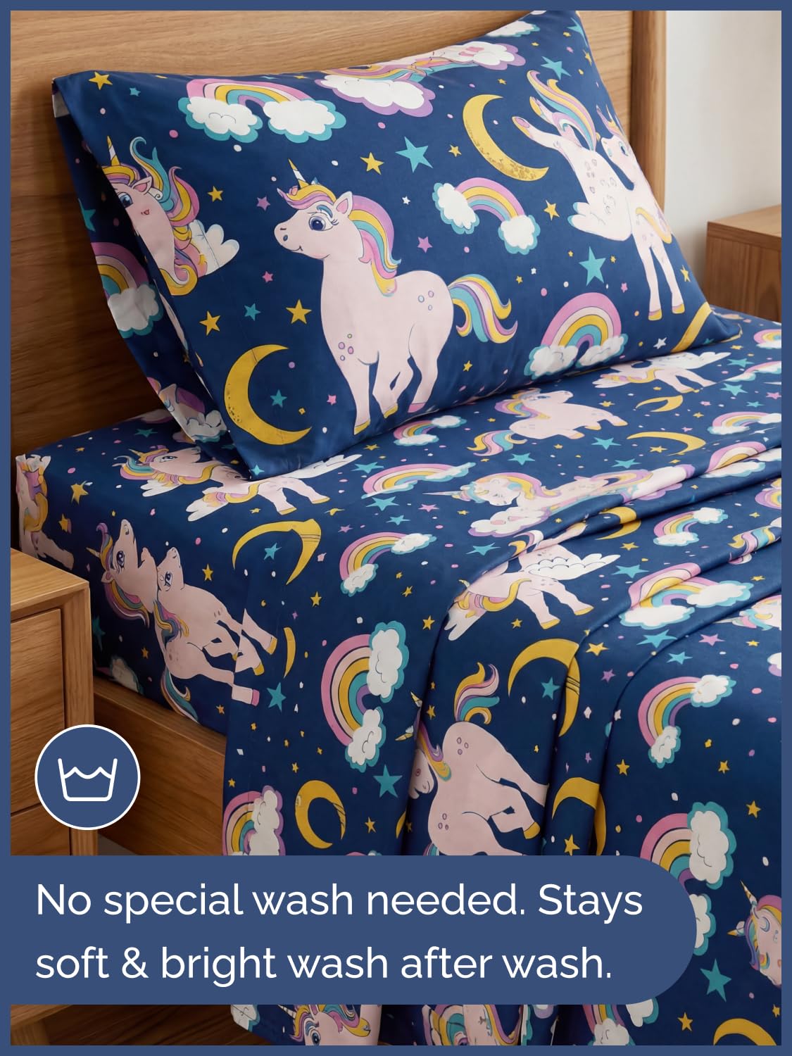 CGK Unlimited Kids Magic Unicorns Twin 3 Piece Sheet Set - Boys, Girls, Teens, Toddler - Easy Fit Deep Pockets - Soft, Cooling & Breathable Sheets - Cute, Cozy, Fade & Wrinkle Free - Machine Washable