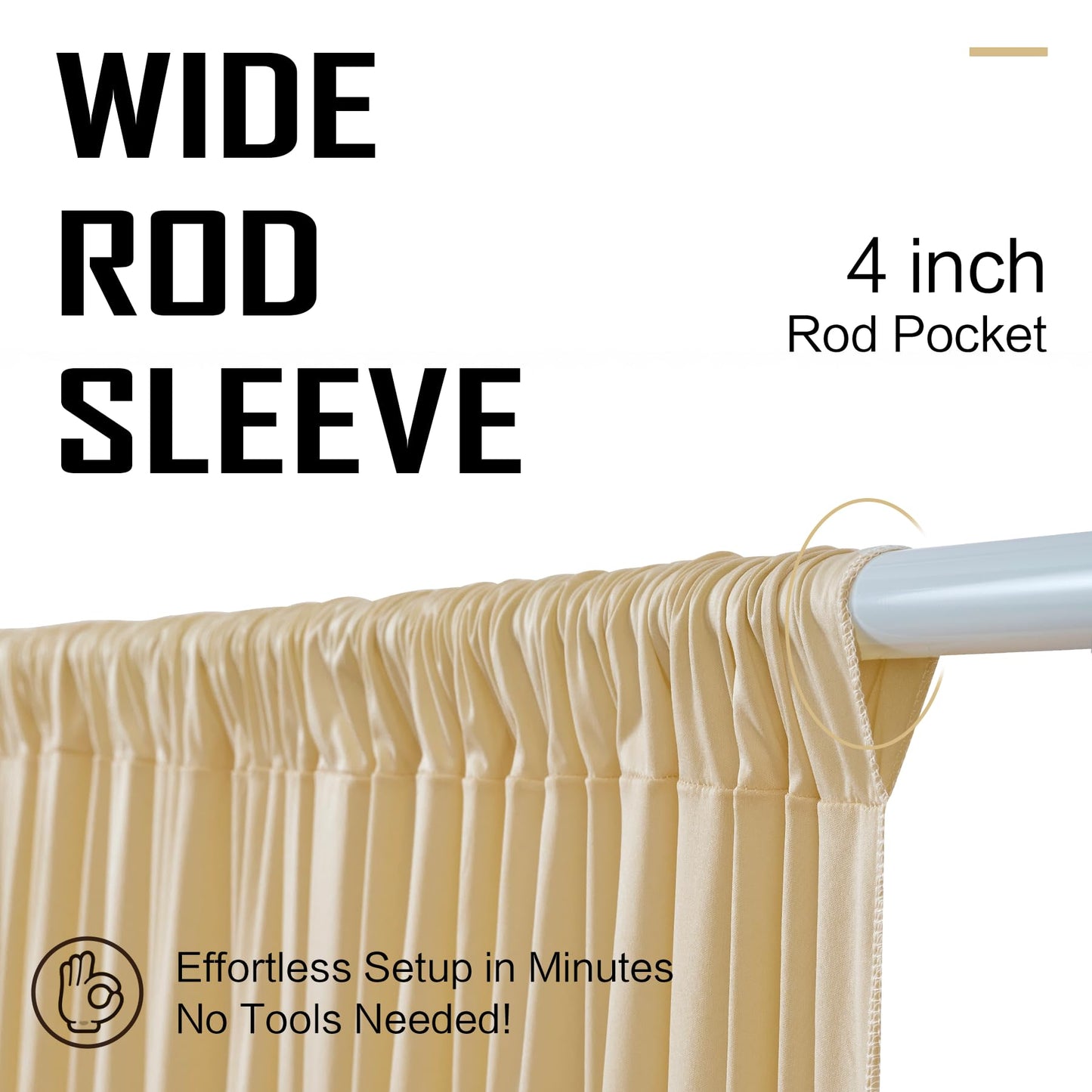 gogoparti 10x20FT Beige Ceiling Drapes for Weddings Parties - 2 Panels of 5x20FT Wrinkle Free Silk Beige Drapes for Tent Canopy, Weddings, Birthdays, Parties, Tent & Event Decoration
