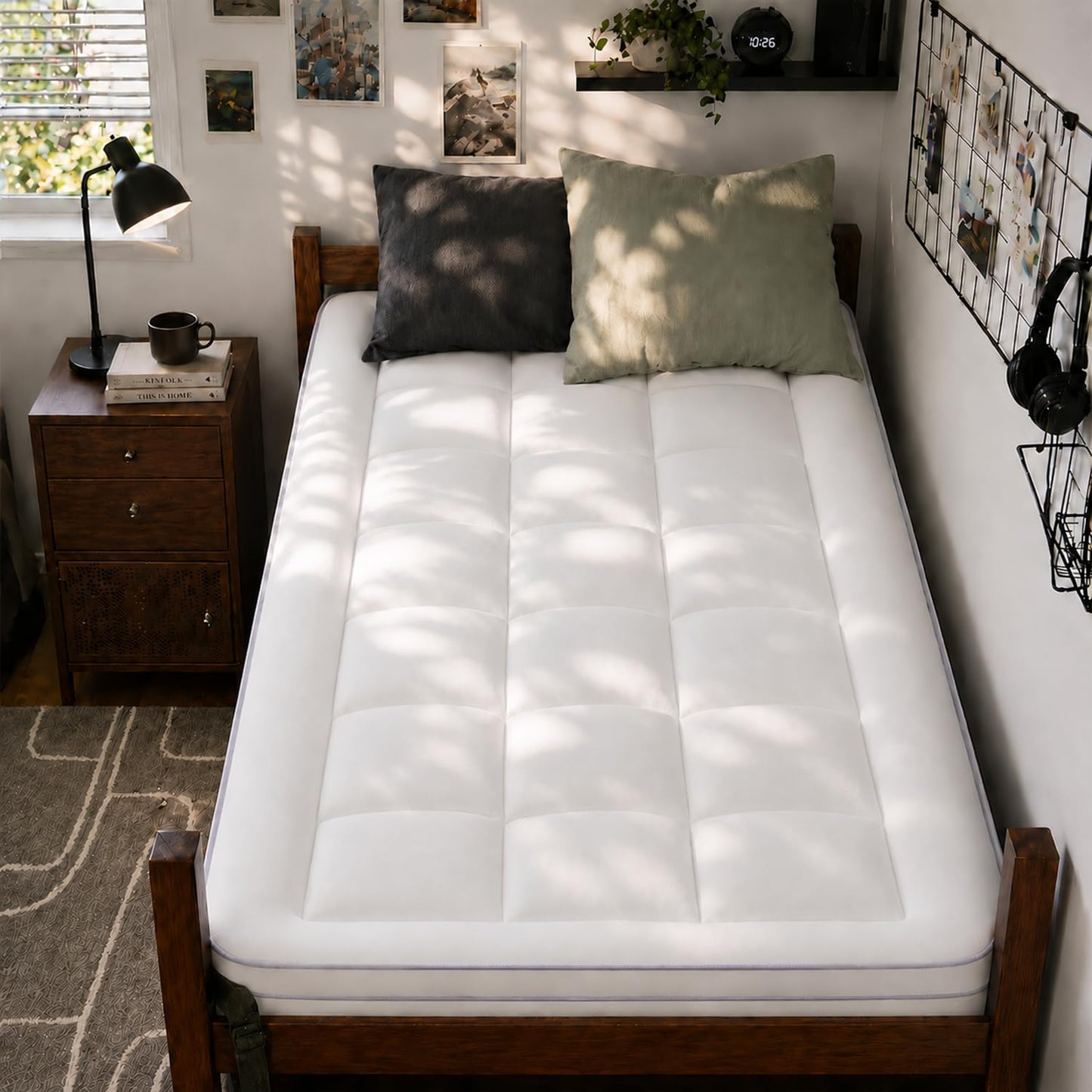 ABENE Twin XL Mattress Topper for College Dorm Room Essentials, 3 Inch Dual Layer Memory Foam with Plush Pillow Top, Extra Long Dorm Bed Topper for Back Pain Relief and Comfortable Sleep