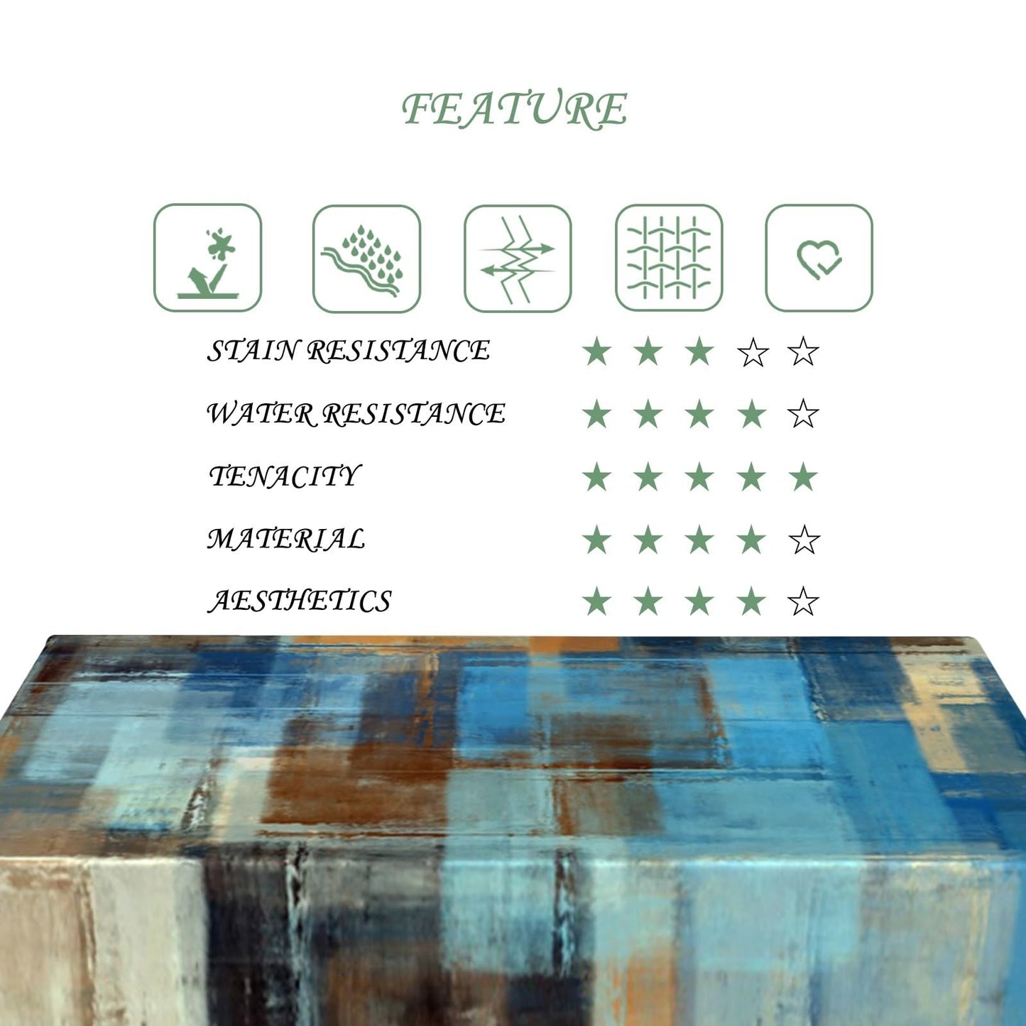 ggaimwf 60x102 Inch Modern Abstract Art Rectangle Tablecloth Blue Brown Gradient Painting Geometric Color Block Grunge Table Cloth Waterproof Durable Table Cover for Kitchen Picnic Bedroom Home Party