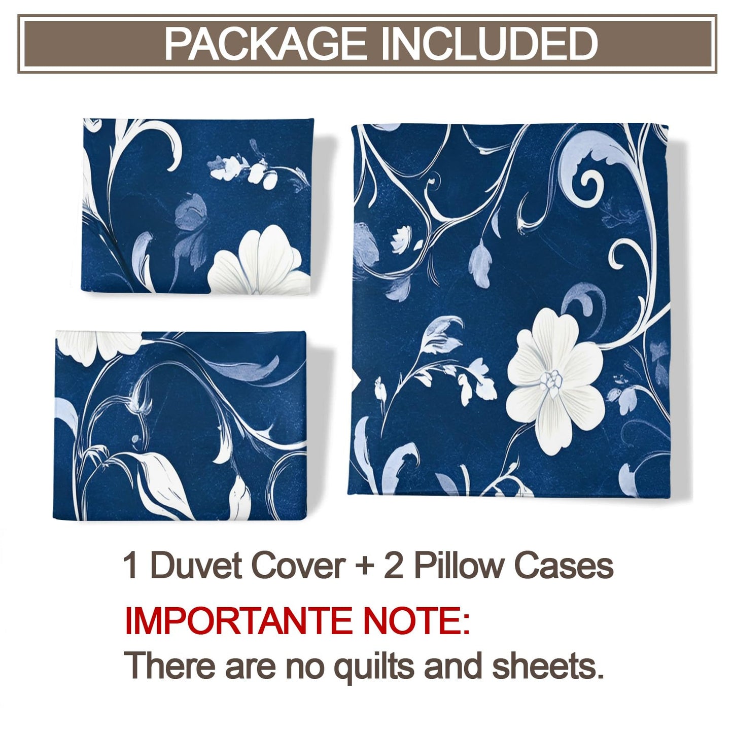 ZAMODE Floral Duvet Cover Oversized King Size, Navy Blue Comforter Cover 120" x 98", Boho Flower Bedding Set with 2 Pillowcases
