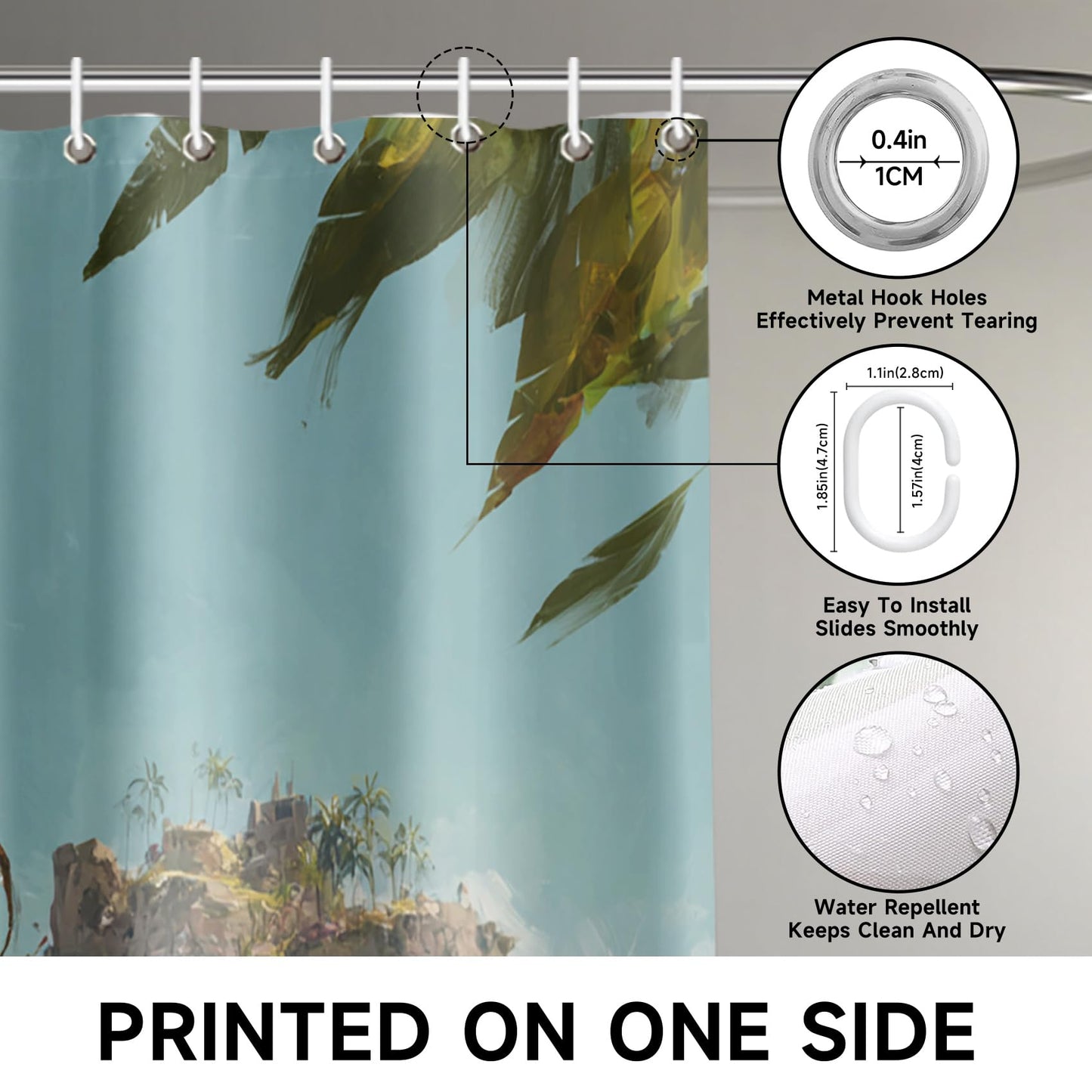 Tropical Shower Curtain Beach Seaside Bathroom Curtain Sexy Woman Shower Curtain with Hooks, Bathroom Decor, 36x72