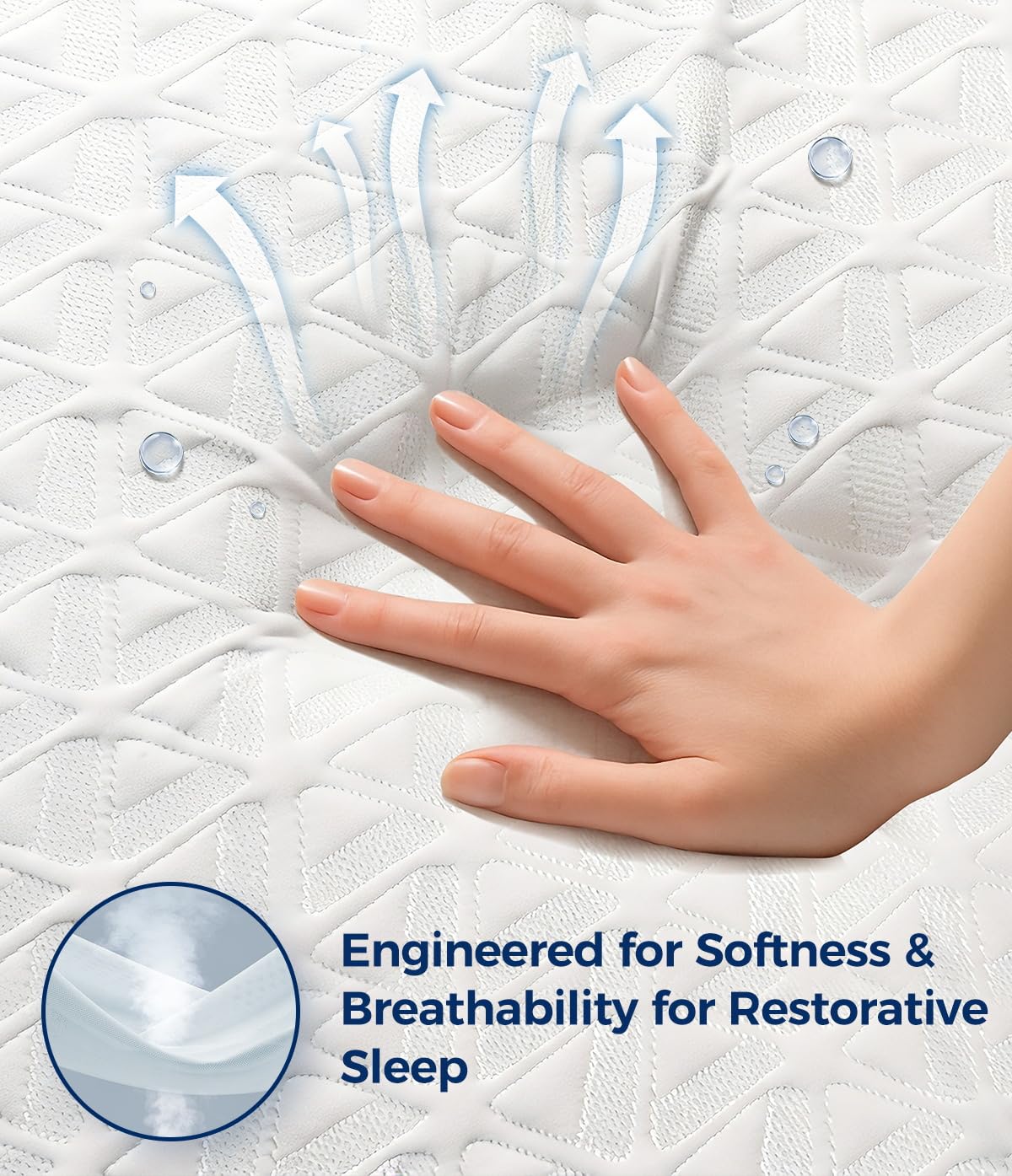 AVIKEN Waterproof Mattress Protector Queen Size, Soft Breathable Mattress Pad with Deep Pocket 8"-21", Noiseless 3D Air Fabric Cooling Mattress Cover for Bed, Machine Washable, White
