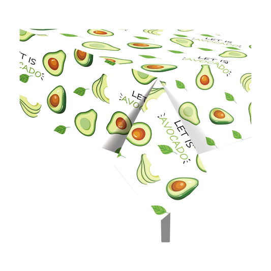 CC HOME 1Pc Avocado Party Plastic Tablecloth 54 x 87 Inch Long Rectangular Table Cover for Buffet, Fruit Birthday Party Holiday Dinner Picnic or Tablecloth for Kitchen Event Use