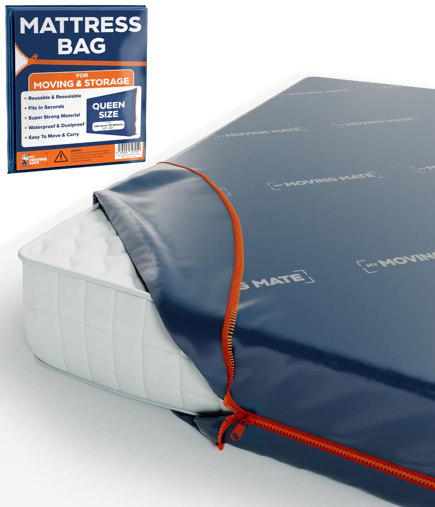Queen Size Mattress Bag for Moving and Storage - Opaque with Zip