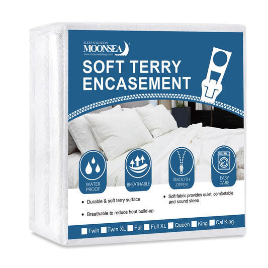 Moonsea Queen Mattress Protector Zippered (10/11/12/13/14 Inchs), Soft Terry Surface Mattress Encasement, 6-Side Waterproof Mattress Cover for Kids, Well Zipper, Noiseless, for Queen Mattress 60 * 80