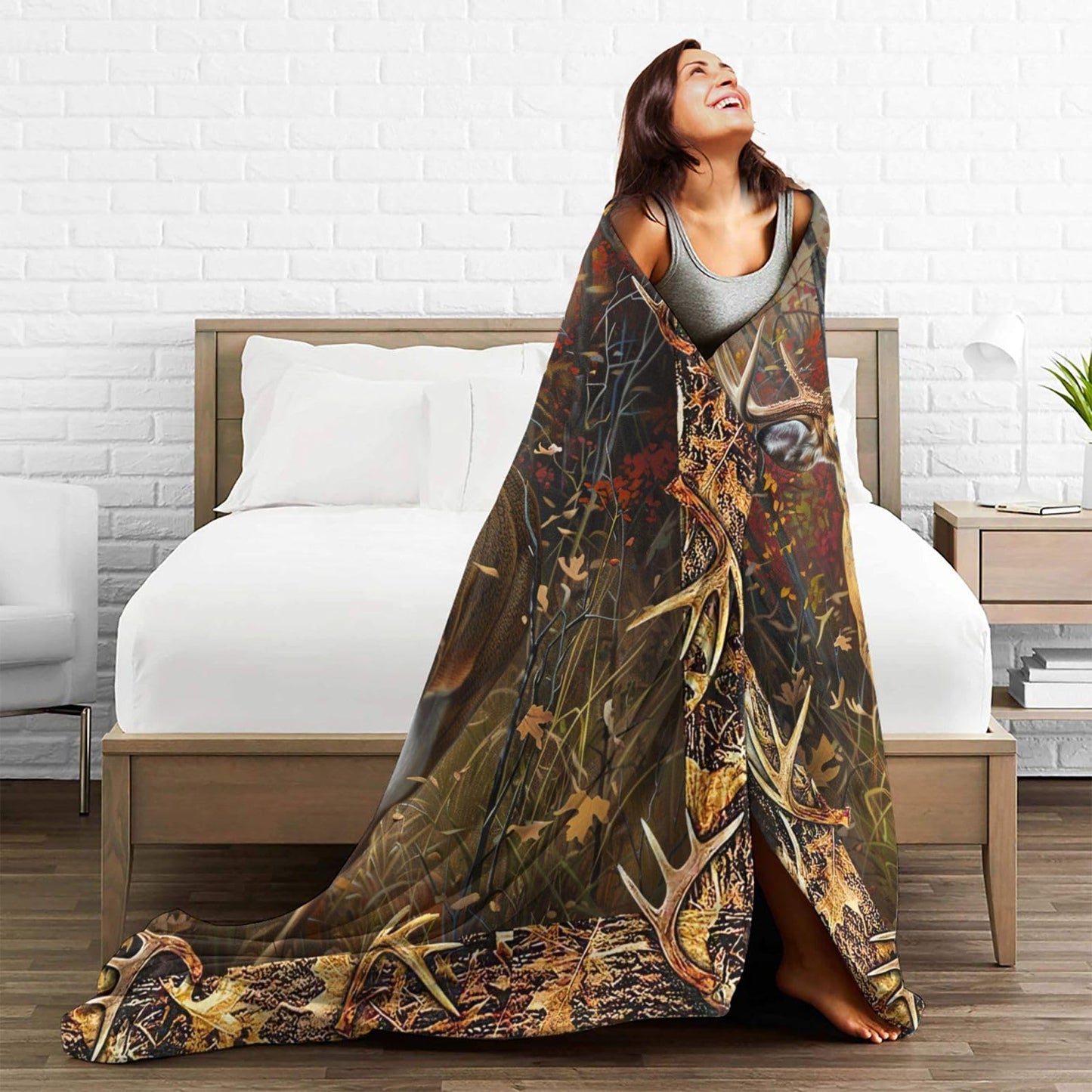 Deer Blanket Country elk Decor Throw Blanket Gifts for Girls Boys Deer Lover Winter Couch Bedding Super Warm Soft Plush Lightweight Fleece Flannel Bed Blanket for Kids Adults Men Women 50"X40"