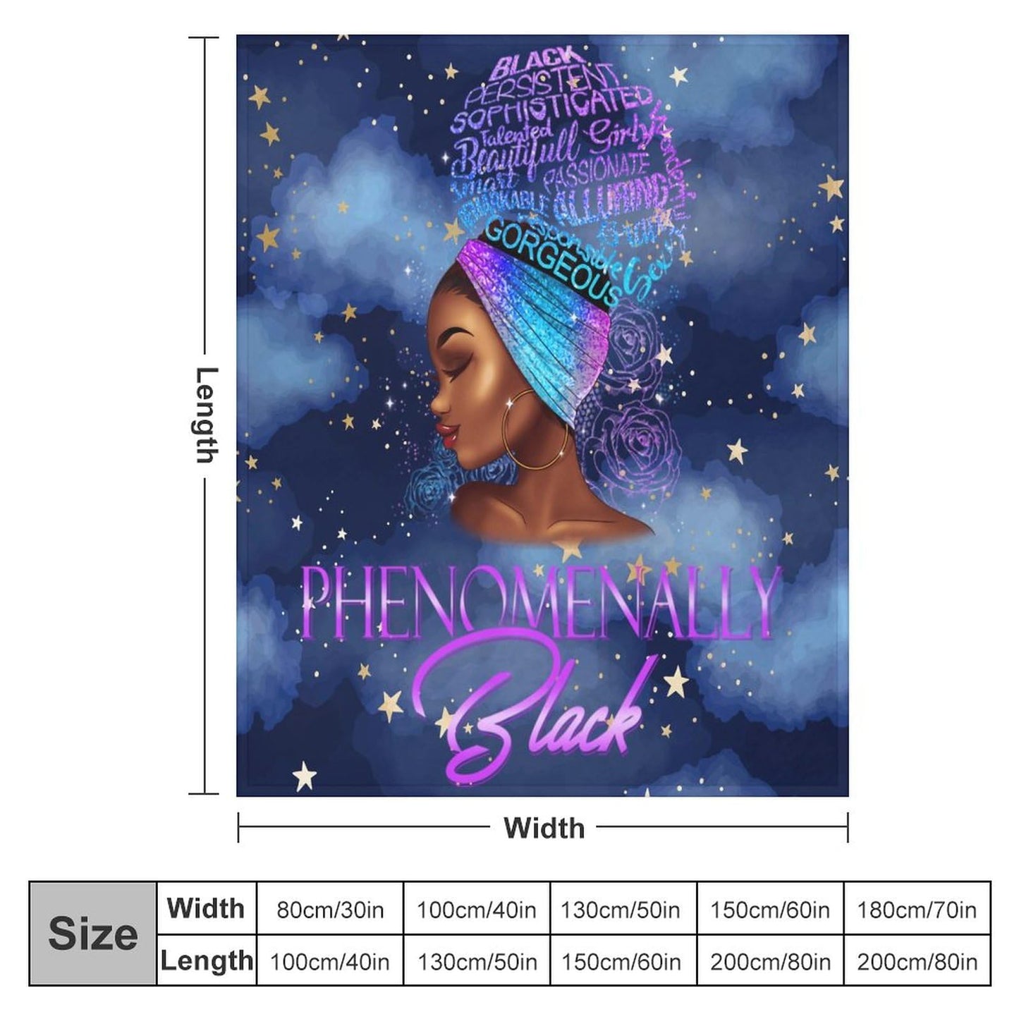 African American Woman Bedding Fleece Throw Blanket, Starry Sky Inspirational Cute Beautiful Black Grils All Season Flannel Soft Warm Microplush Lightweight Thermal for Sofa Bed Bedroom 40"x50"