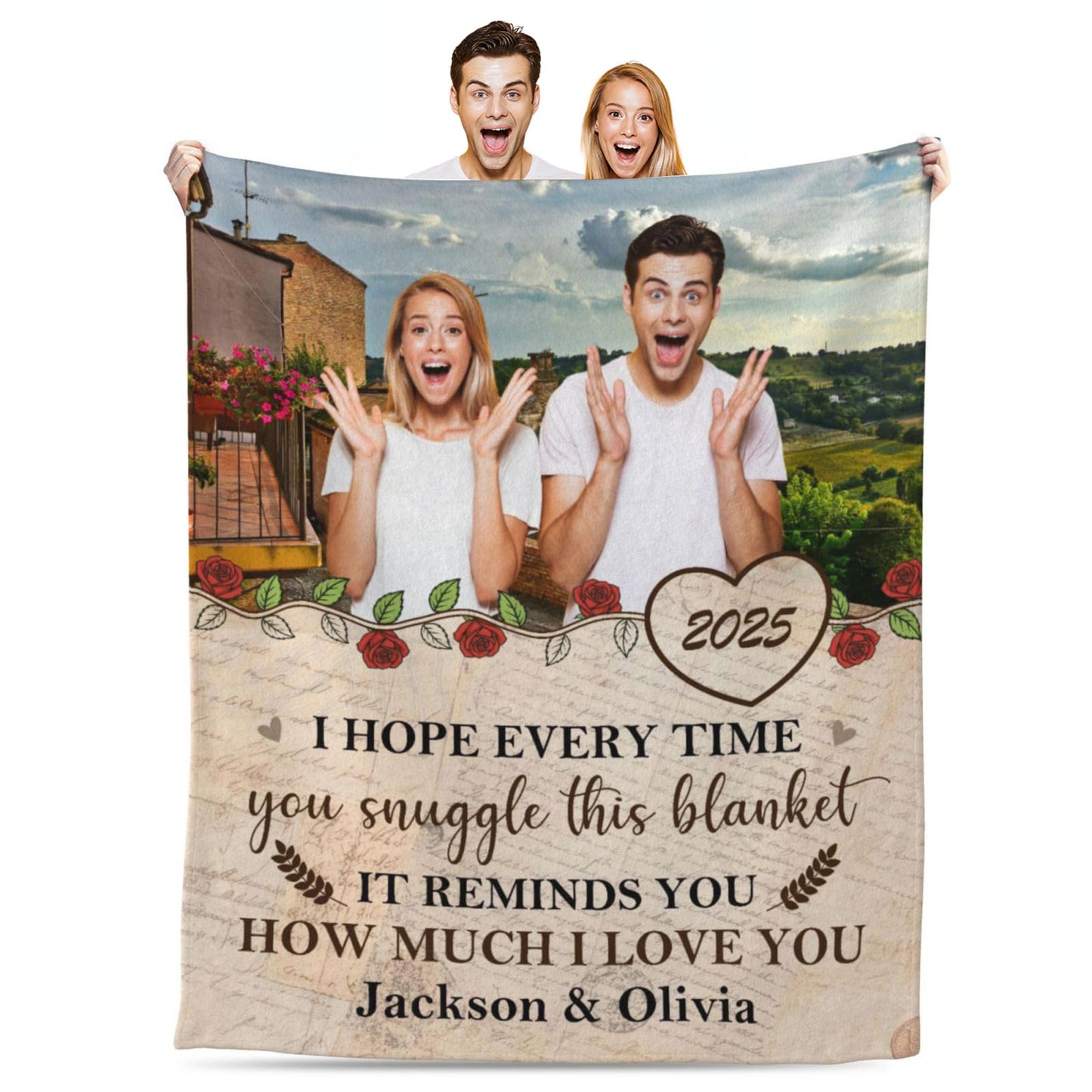 BHSHOH Personalized Couple Photo Blanket for Girlfriend Boyfriend Love Custom Anniversary Blanket Gifts for Husband Wife Wedding Valentine’s Day Gifts Man Woman Throw (12)