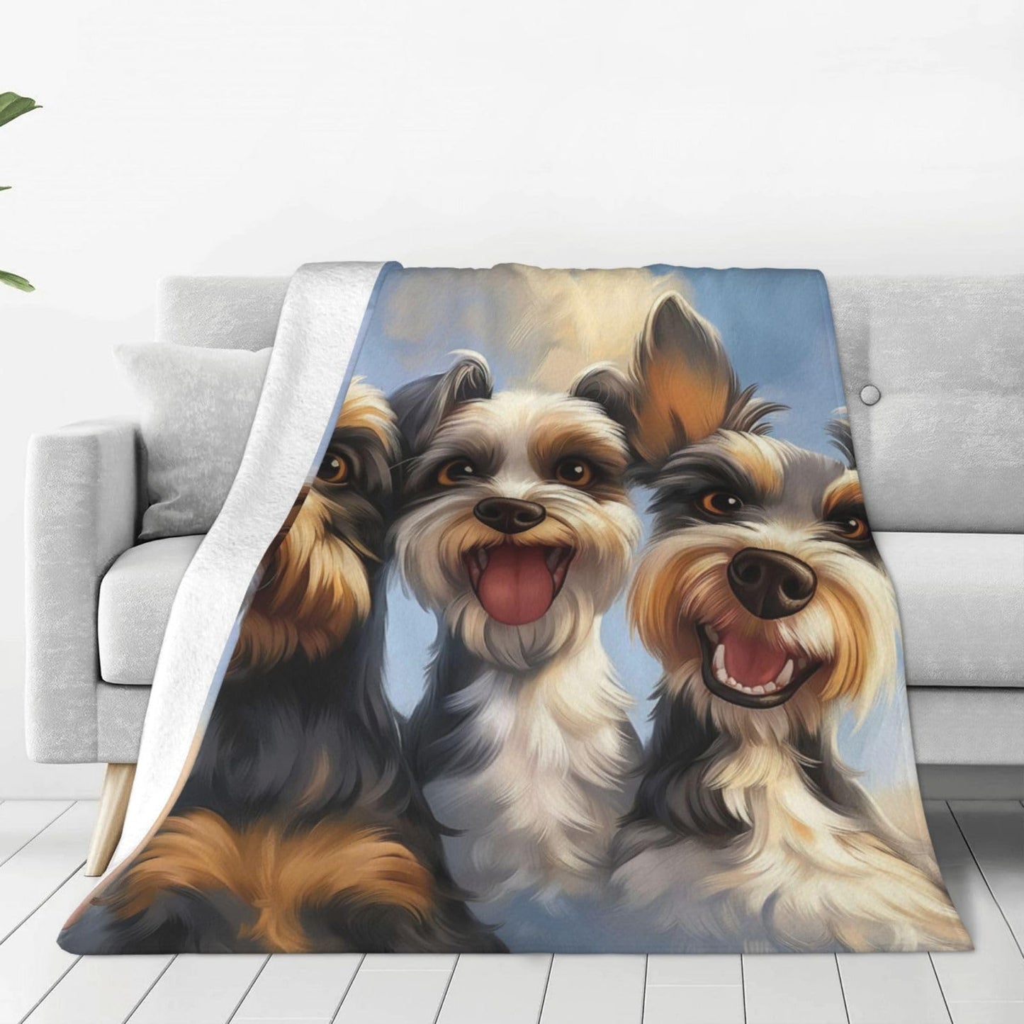 Turamurra Cute Schnauzer Blanket Gifts for Kids Adults Soft Warm Lightweight Cozy Animal Dog Throw Blankets for Bed Sofa Living Room Couch Home Decor 50"x60"