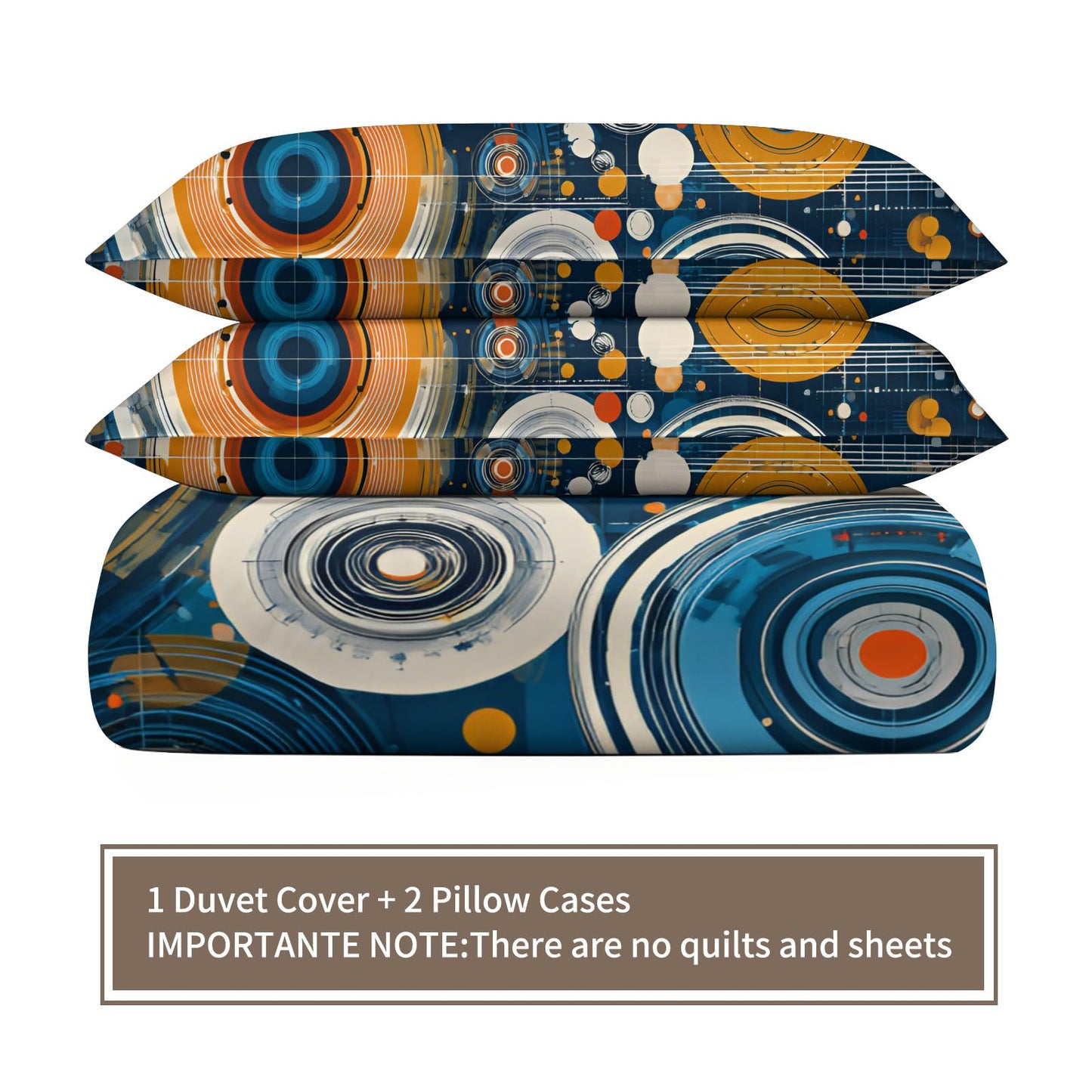 ZAOMIR Modern Abstract Circle Duvet Cover Queen Size, Colourful Disc Bedding Set 3 Piece, Hippie Hip Hop Patterned Comforter Cover with Zipper Soft Microfiber, 2 Pillowcases