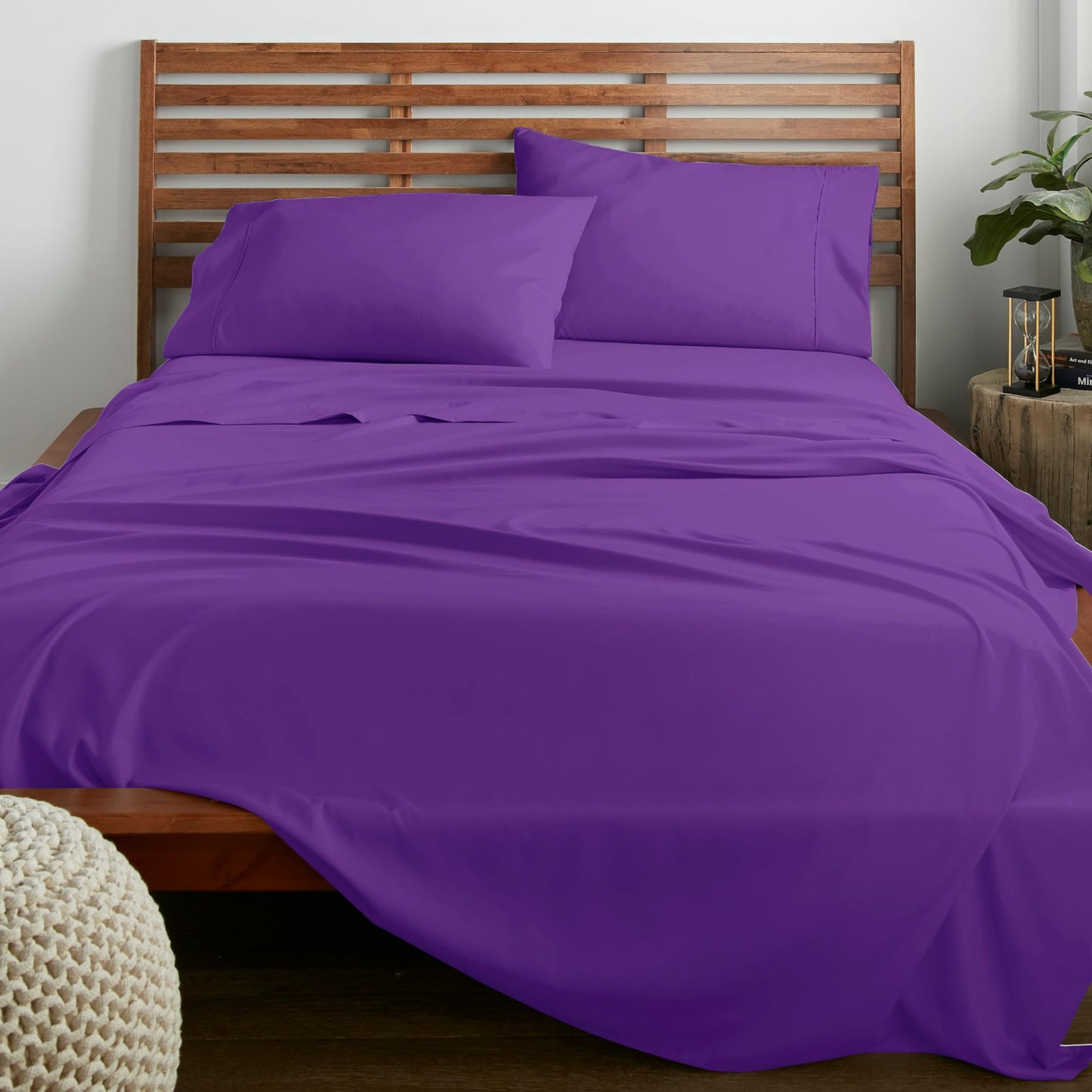 American Home Collection Full Size Sheet Set - Ultra-Soft Microfiber 15-Inch Deep Pocket - Wrinkle Free and Fade Resistant (Purple)