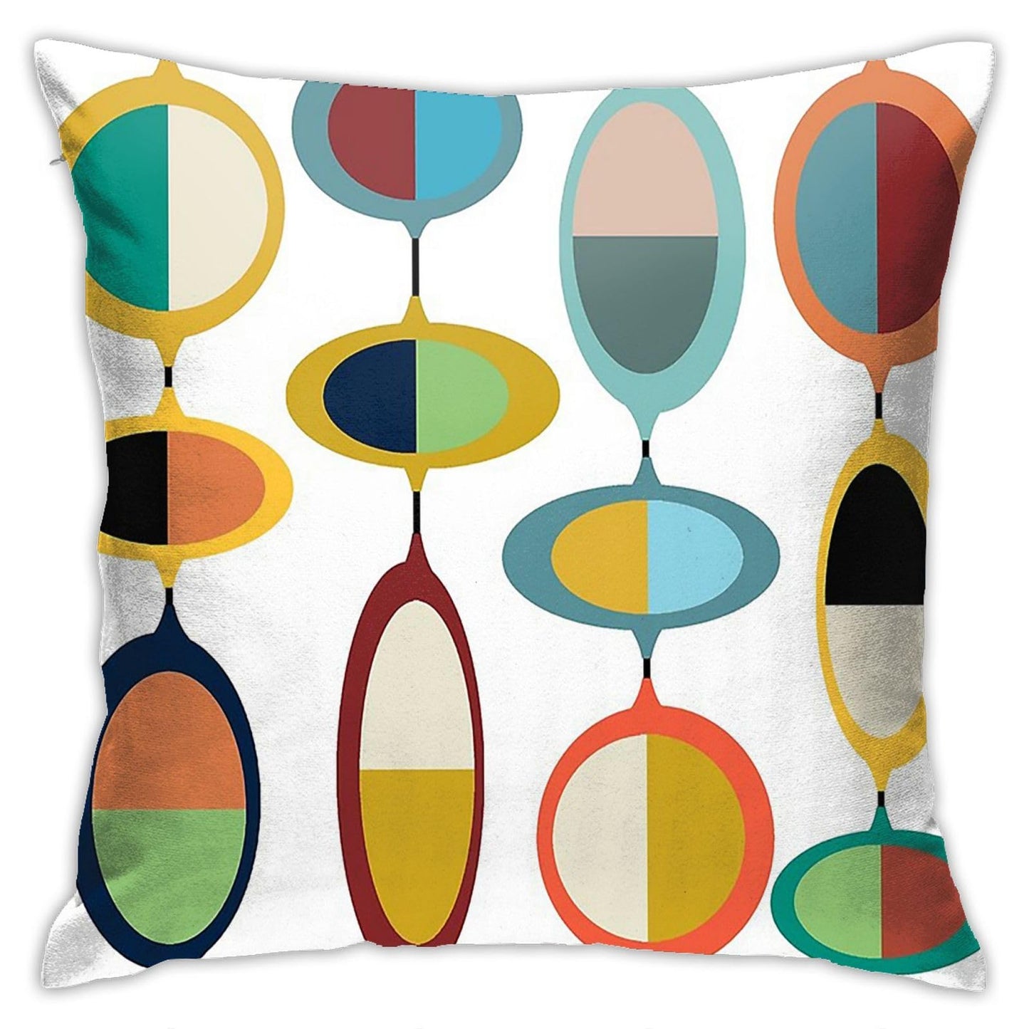 HANGWWZQ Mid Century Modern Square Pillow Case Throw Pillow Covers Decorative Pillowcase Cushion Cover with Car Couch Sofa Chair Bed Living Room 18x18 Inch