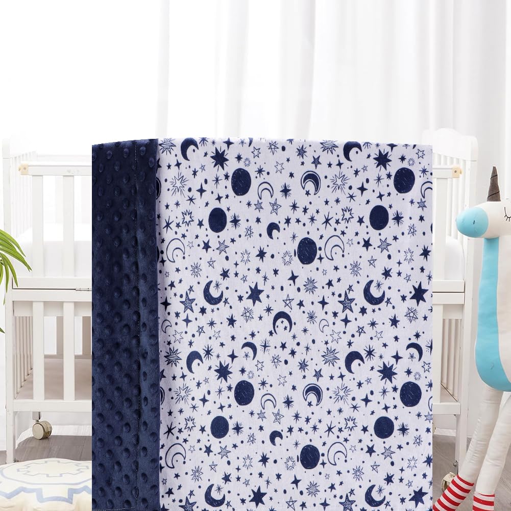 Baby Blanket for Boys Girls Super Soft Double Layer Minky with Dotted Backing Cute Cow Crib Receiving Blanket Bed Throws for Newborns Nursery Stroller Toddler 30 x 40 Inch (Blue Moon)