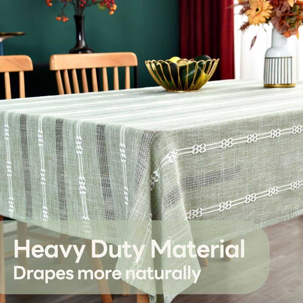 Yofori Heavy Duty Cotton Tablecloth for Square Table Sage Green Farmhouse Vintage Tablecloth Washable Rustic Table Cover (Sage Green, Rectangle, 52''x52'', 4 Seats)