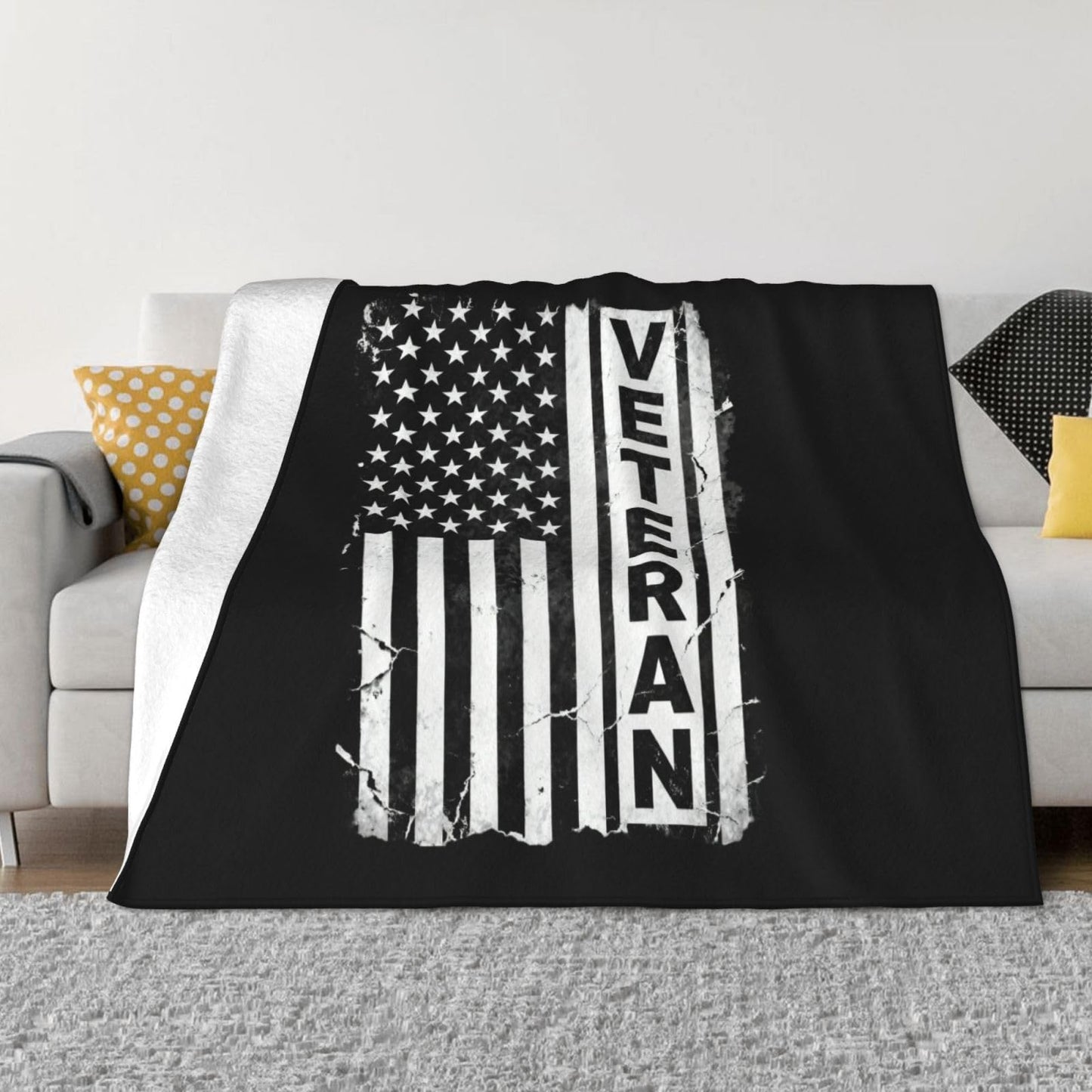 Veteran Patriotic U.S Army American Flag Premium Fleece Blanket, Ultra-Soft Plush Throw Blanket, Warm Cozy Fleece Blanket for Bed, Couch & Travel 60"x50"