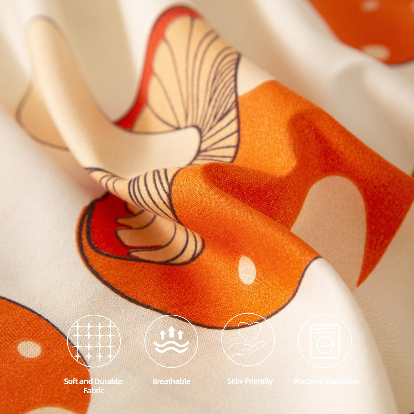 SDY 4 Pieces Mushroom Sheet Set Full Size,Cute Sheets with Mushrooms for Boys, Girls, Kids and Toddler,Bed in A Bag Packaged with 1 FittedSheet+ 1 Top FlatSheet + 2 Pillowcases
