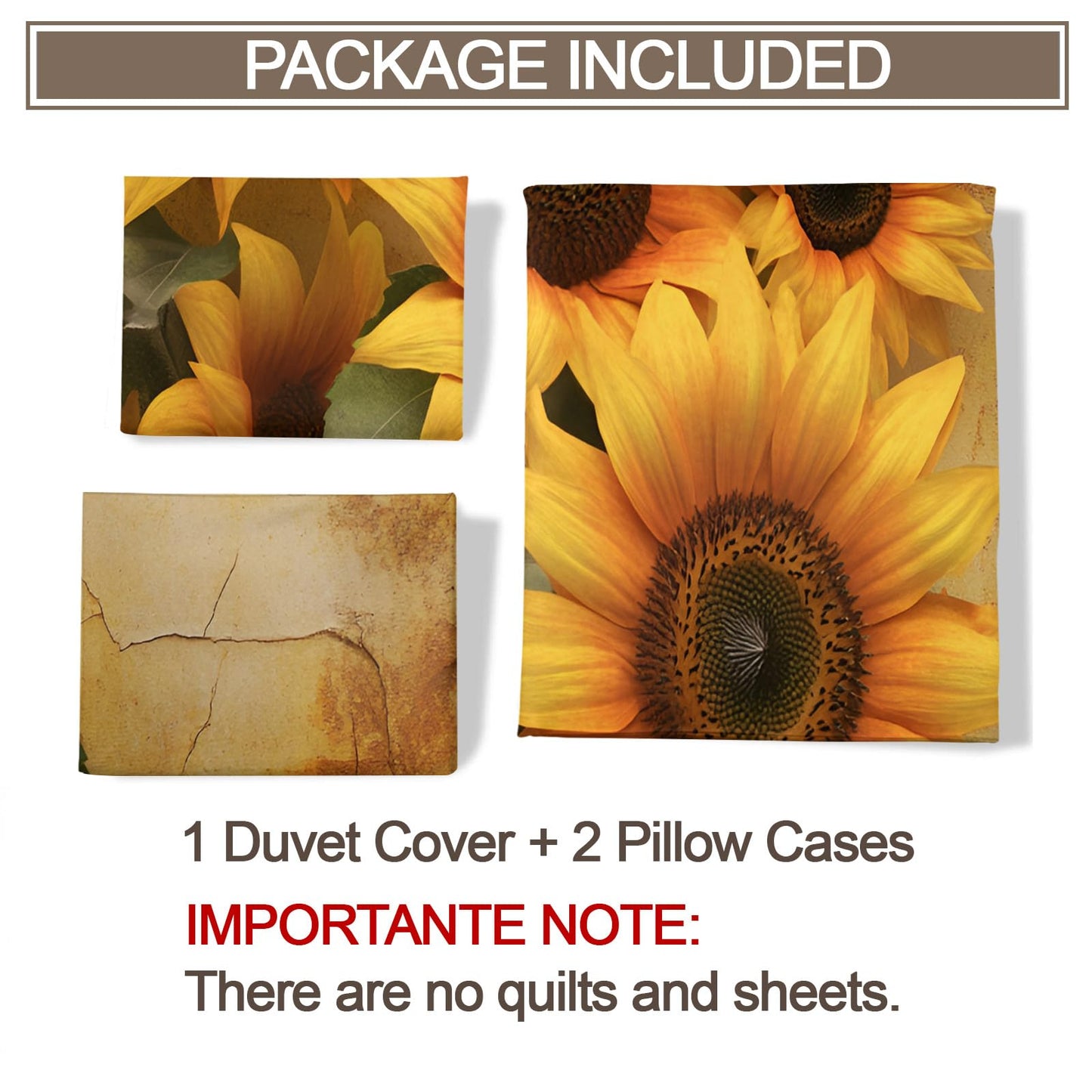 PAISUOQ Sunflower Bedding Duvet Covers, Rustic Flowers Comforter King Size, Farmhouse Florals Bedding Sets with Zipper & Ties, 3 Pieces with 2 Pillowcases, Home Decor & Gifts