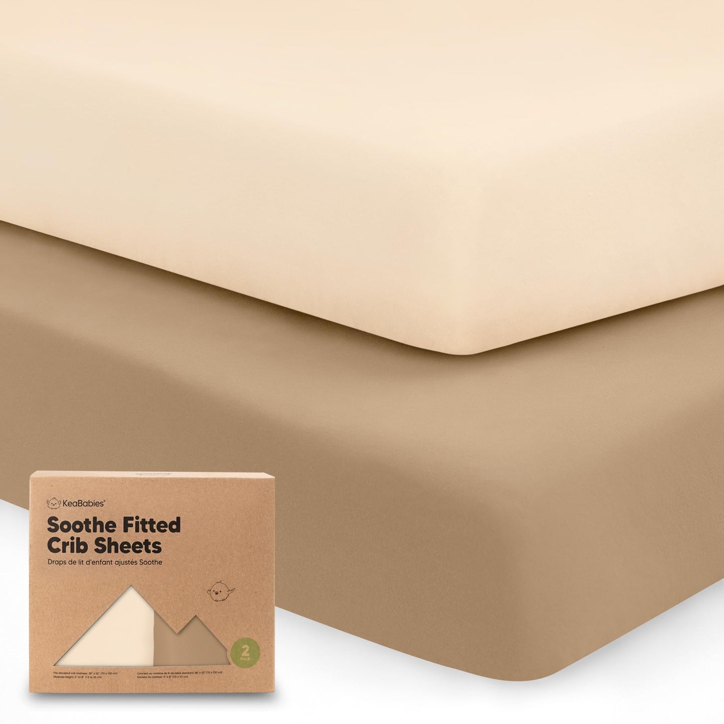KeaBabies 2-Pack Organic Cotton Crib Sheets for Boys, Girls - 52x28 Fitted Crib Mattress Sheet Neutral, Breathable Cover for Baby Bed Set, Toddler Mattress, Soft & Cute Prints (Pecan)